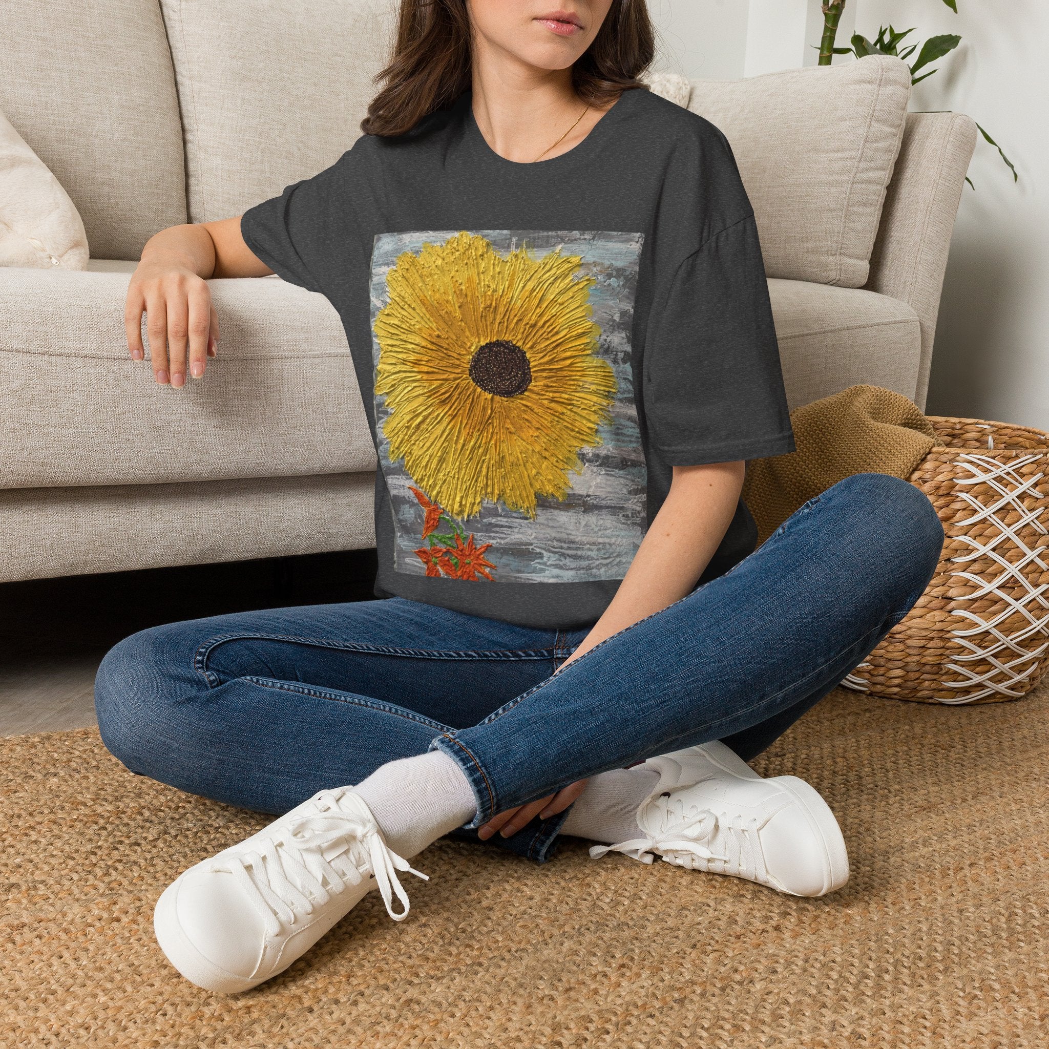 Sunflower Art T-Shirt — Bold Yellow Floral Graphic Tee