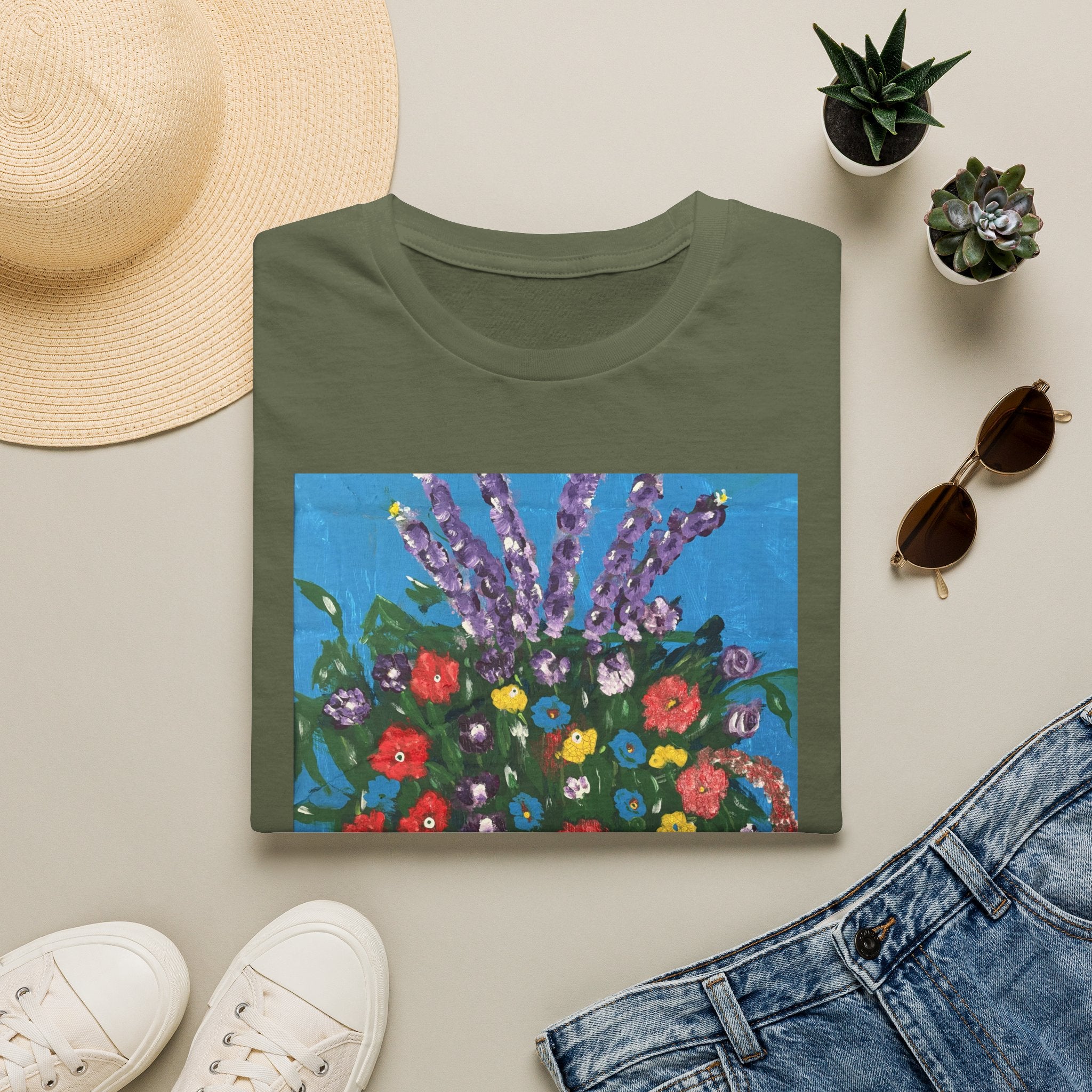 Floral Bouquet Art Tee — Colorful Vase Painting T-Shirt