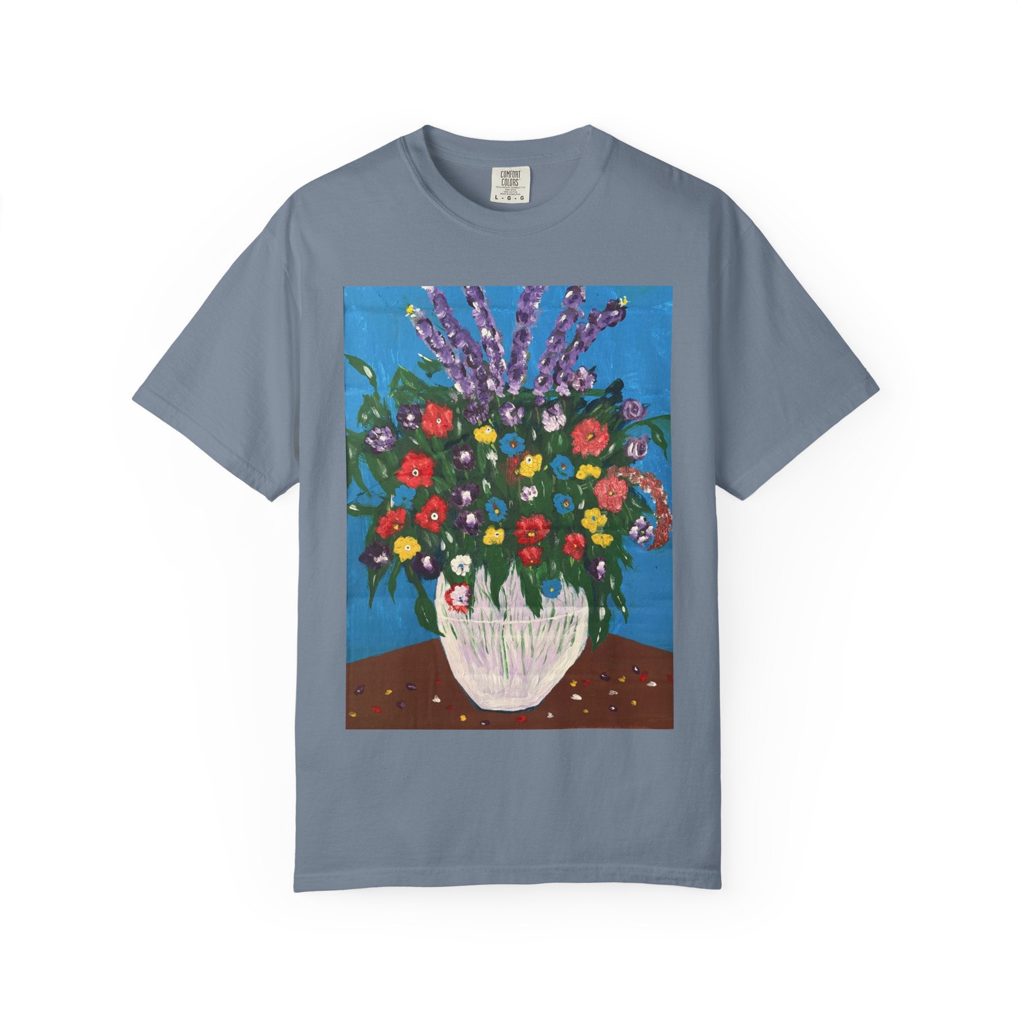 Floral Still Life Tee — Colorful Vase of Flowers Art Print T-Shirt