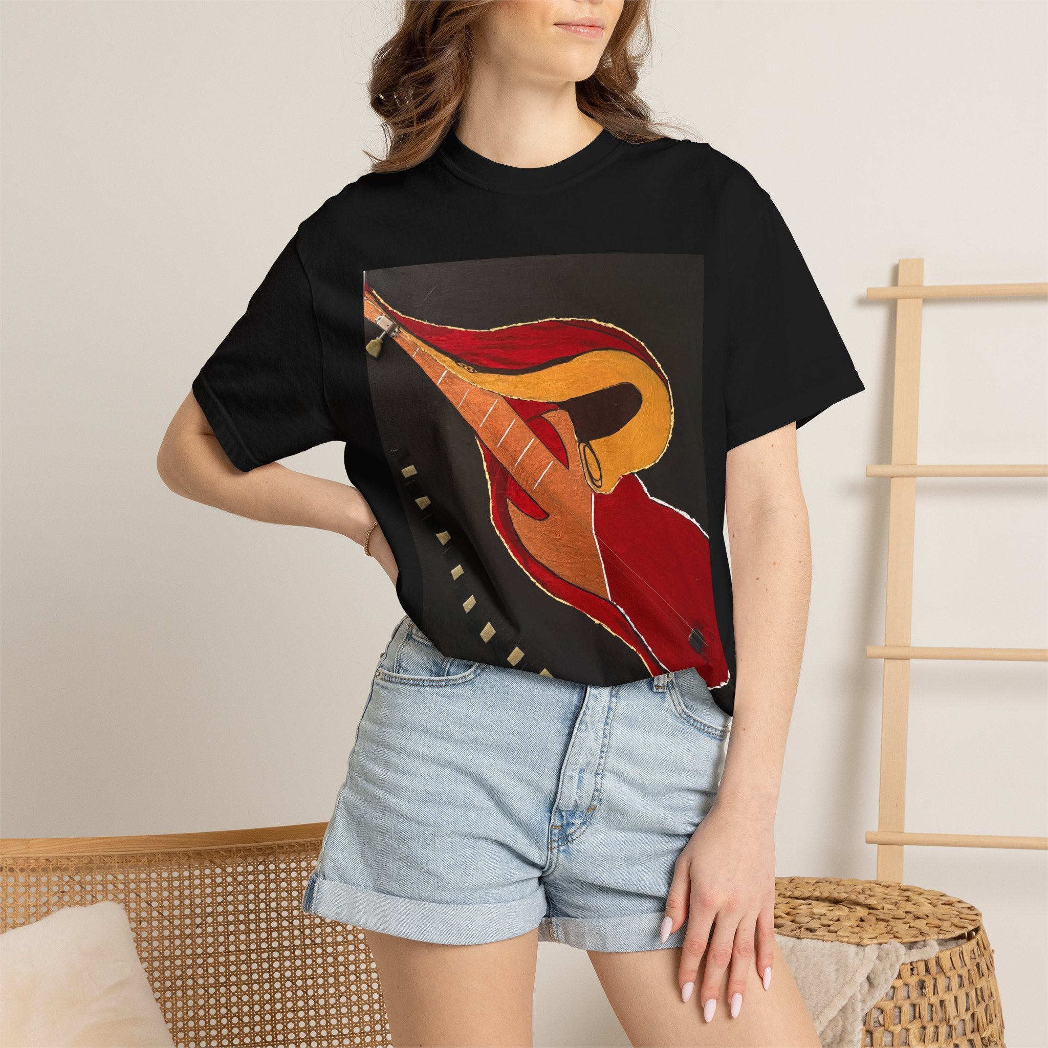 Guitar Art T-Shirt — Bold Abstract Acoustic Design