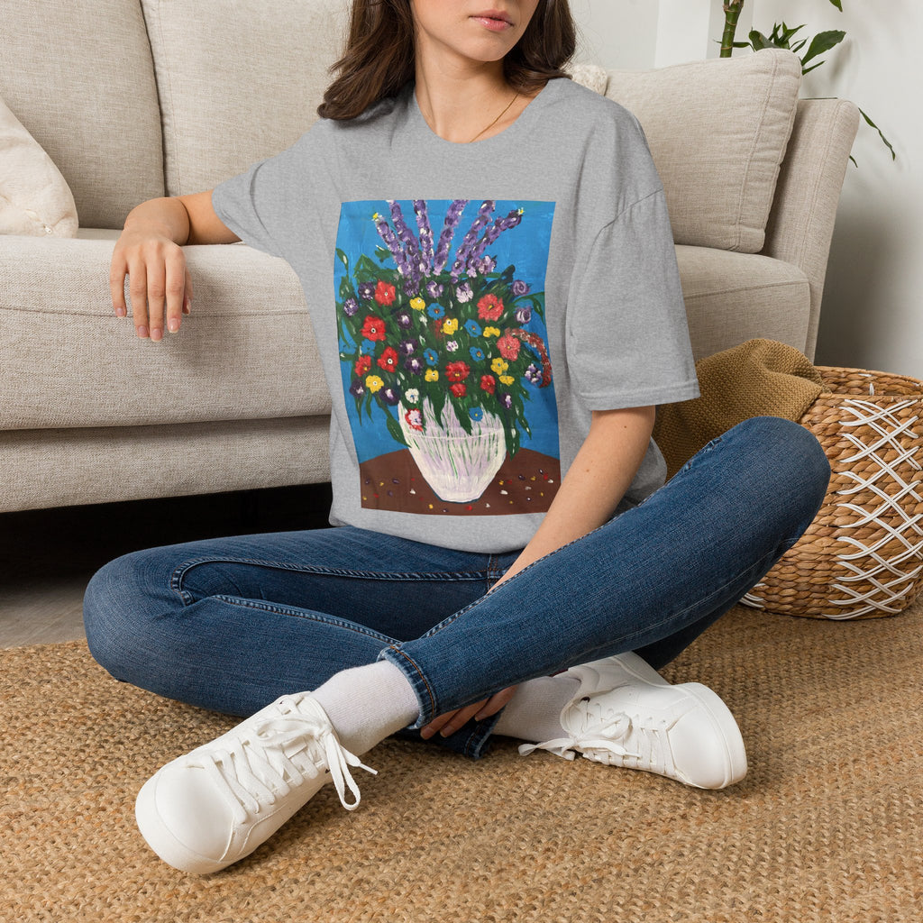 Floral Bouquet Art Tee — Colorful Vase Painting T-Shirt