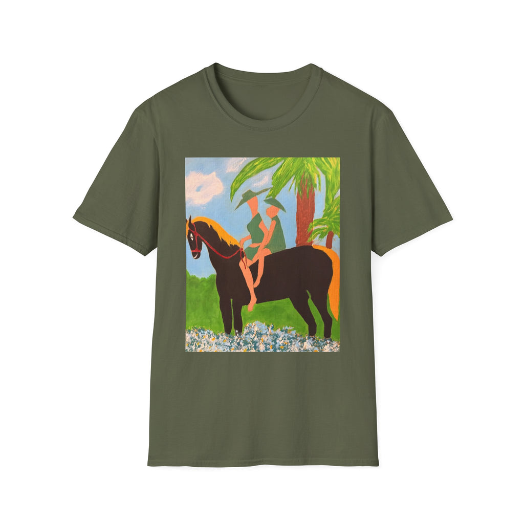 Tropical Horse Rider T-Shirt — Vintage Island Riding Art Tee