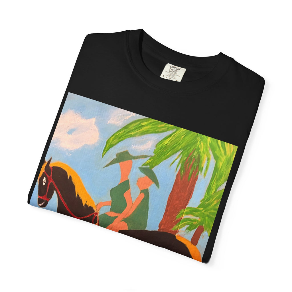 Horseback Rider Art T-Shirt — Tropical Equestrian Graphic