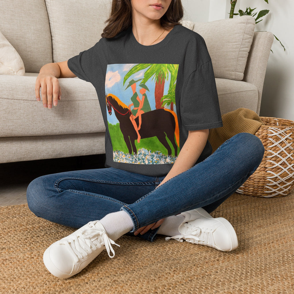 Tropical Horse Rider T-Shirt — Vintage Island Riding Art Tee