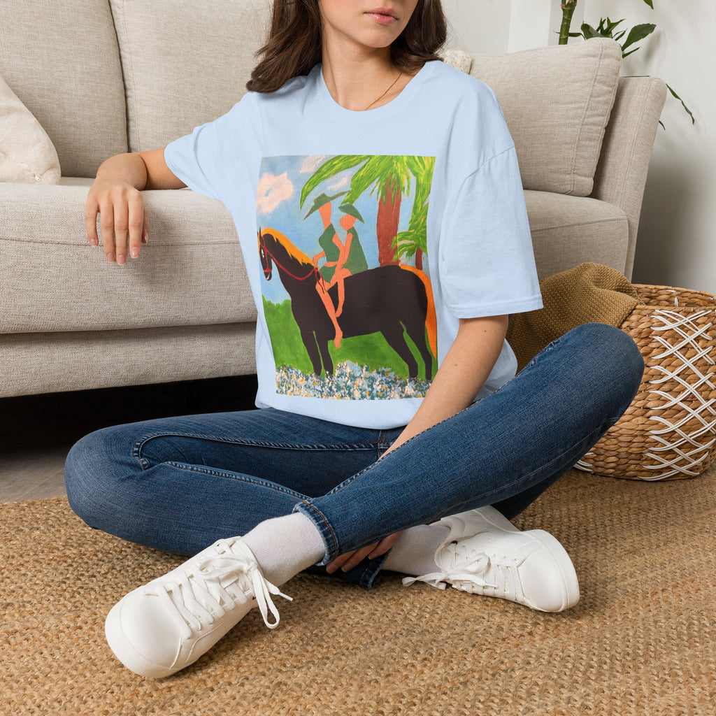Tropical Horse Rider T-Shirt — Vintage Island Riding Art Tee