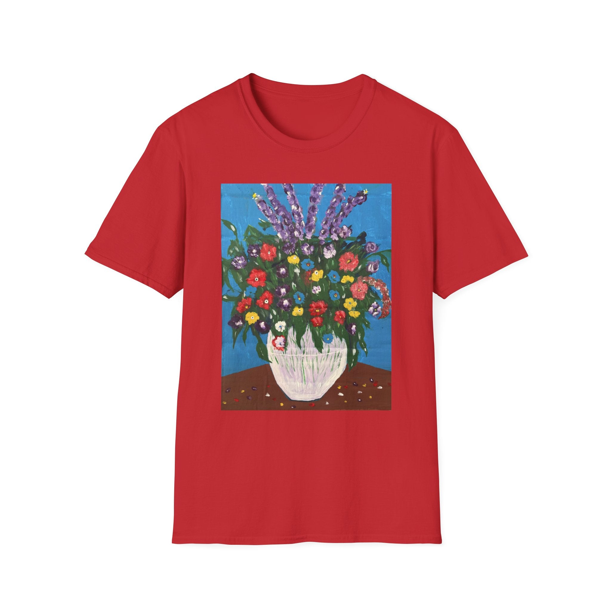 Floral Bouquet Art Tee — Colorful Vase Painting T-Shirt
