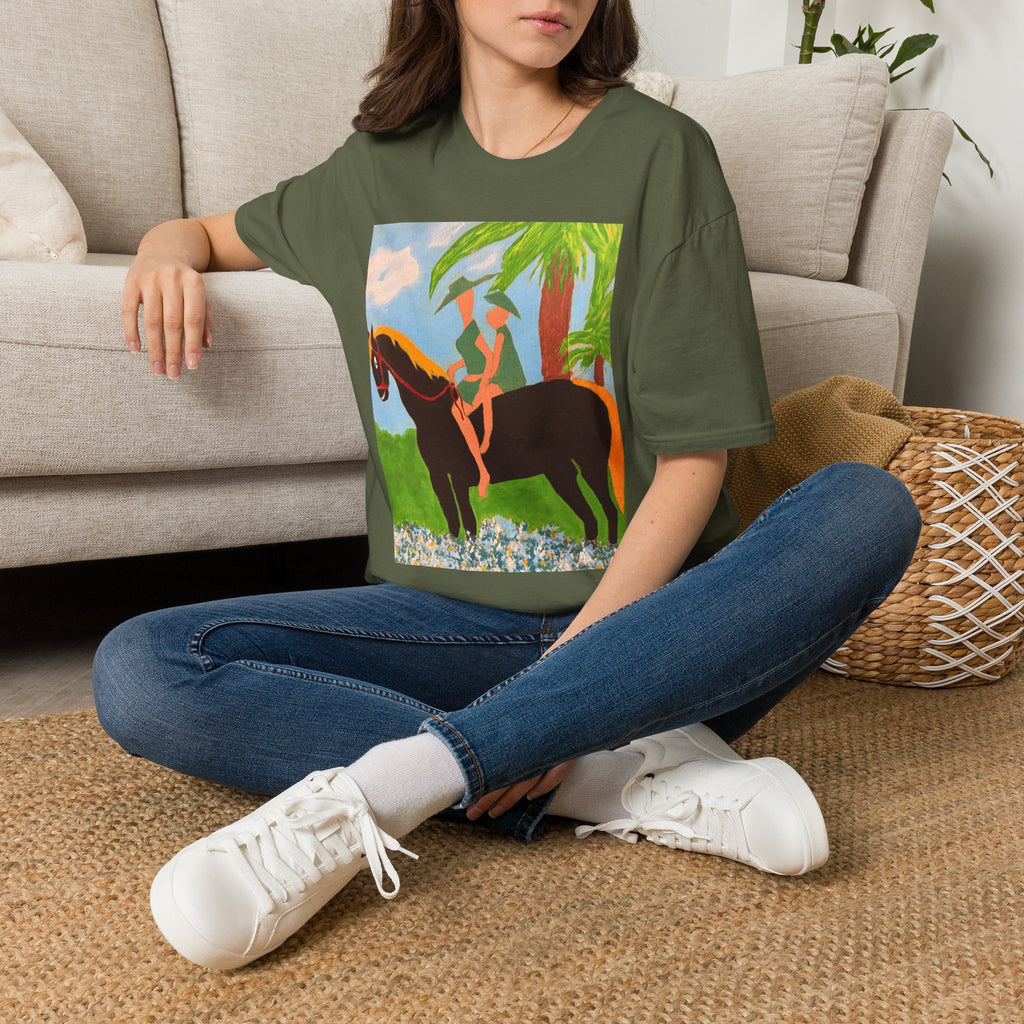 Tropical Horse Rider T-Shirt — Vintage Island Riding Art Tee