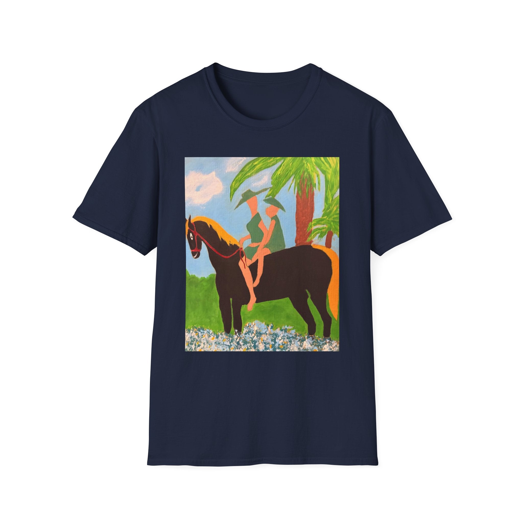 Tropical Horse Rider T-Shirt — Vintage Island Riding Art Tee
