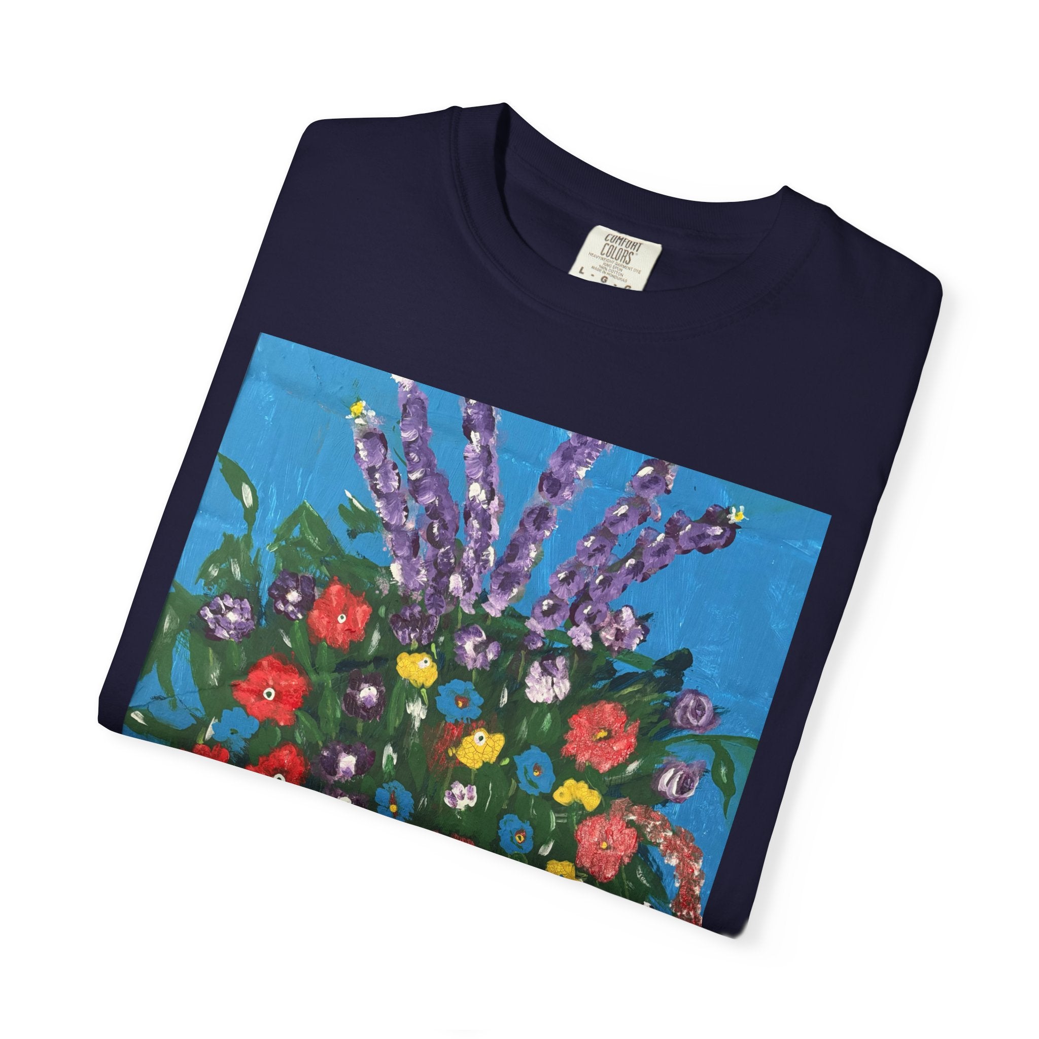 Floral Still Life Tee — Colorful Vase of Flowers Art Print T-Shirt
