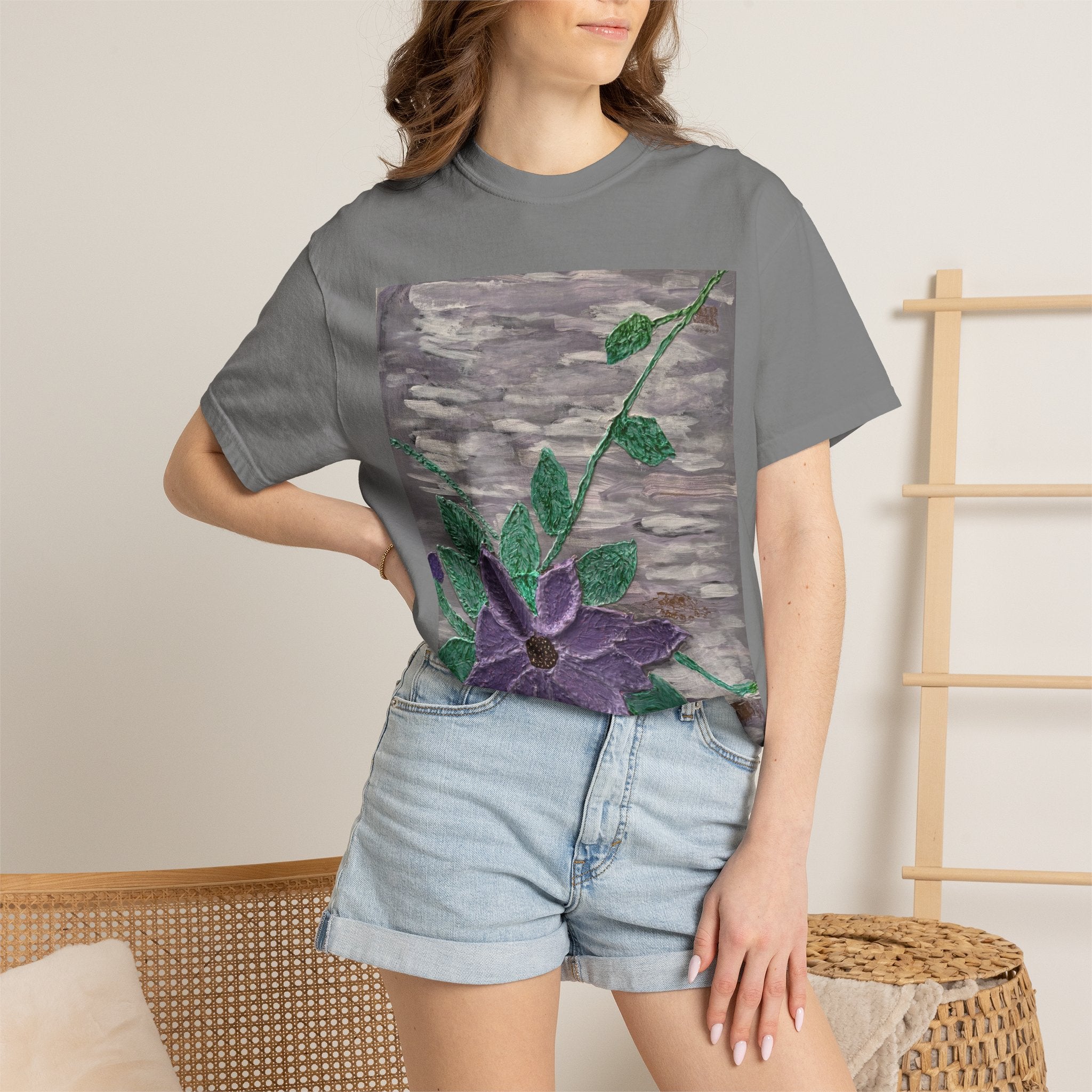 Floral Vine T‑Shirt — Purple Bloom Graphic Tee
