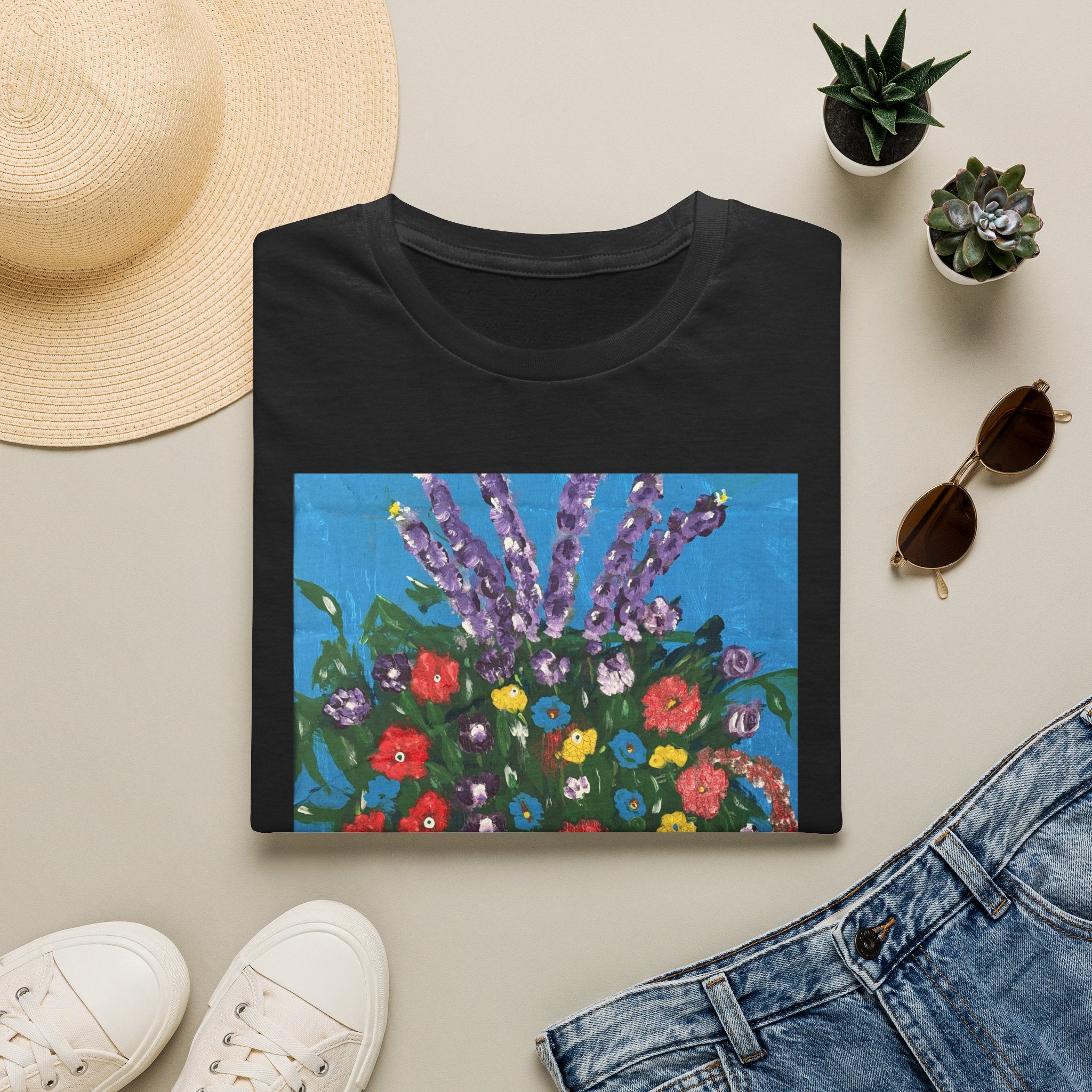 Floral Bouquet Art Tee — Colorful Vase Painting T-Shirt