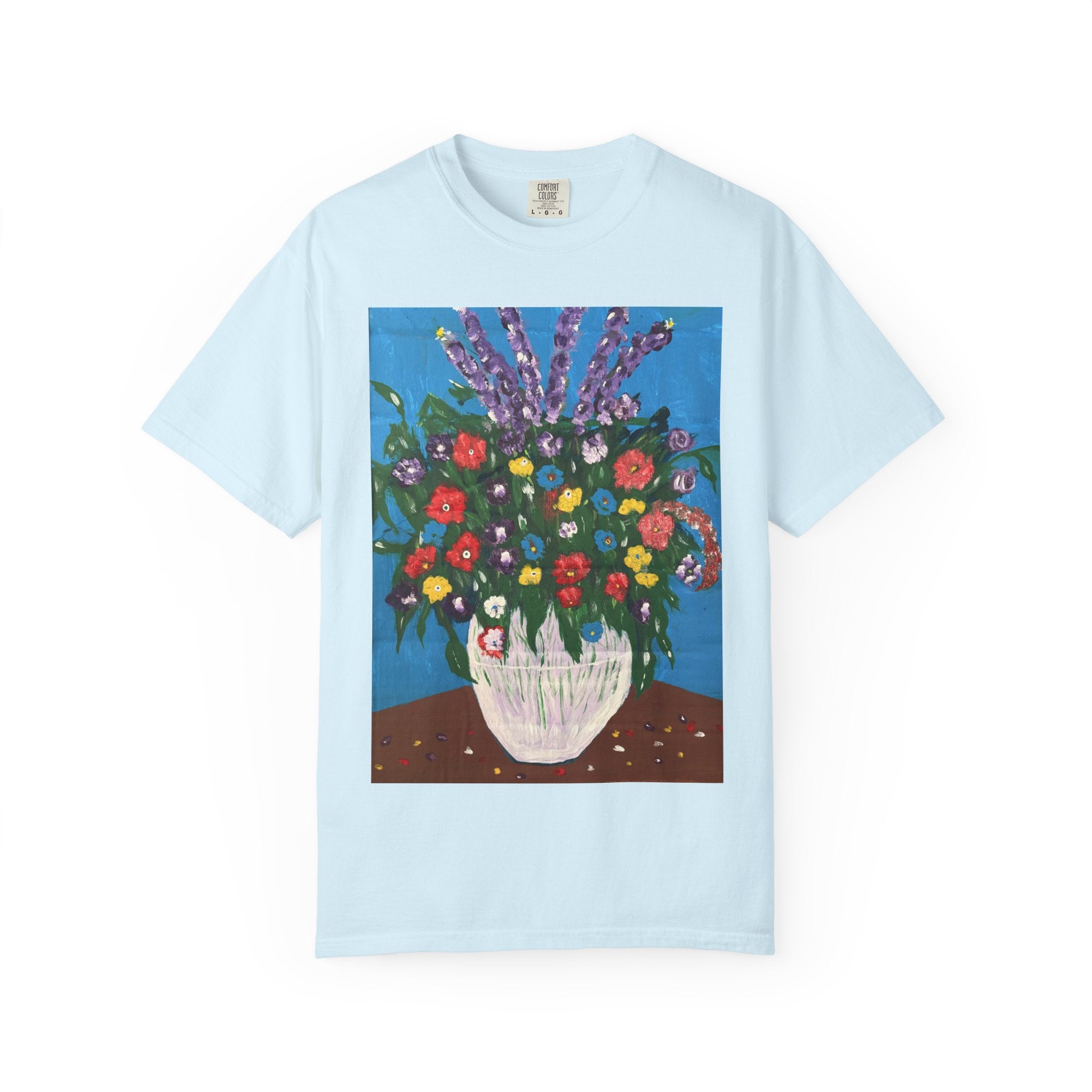 Floral Still Life Tee — Colorful Vase of Flowers Art Print T-Shirt