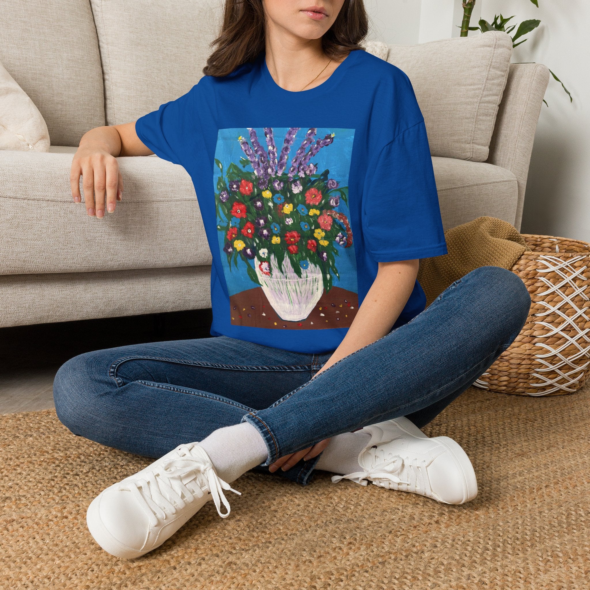 Floral Bouquet Art Tee — Colorful Vase Painting T-Shirt