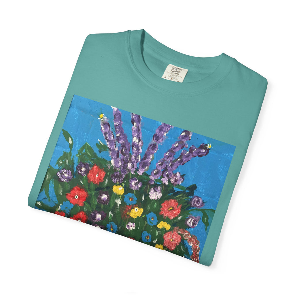 Floral Still Life Tee — Colorful Vase of Flowers Art Print T-Shirt