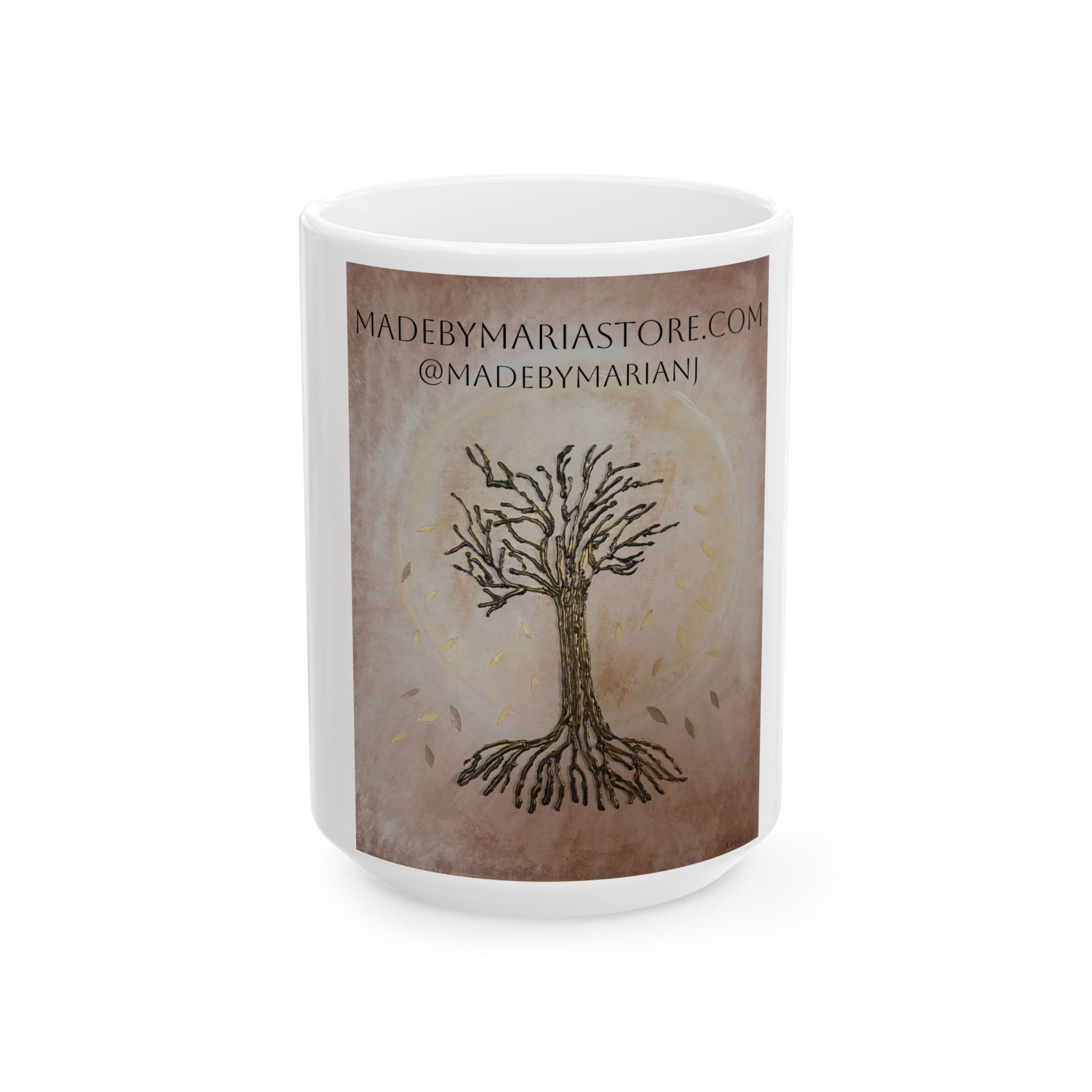 Tree of Life Ceramic Mug — Hand-Drawn Roots & Branches Coffee Cup (11oz, 15oz)