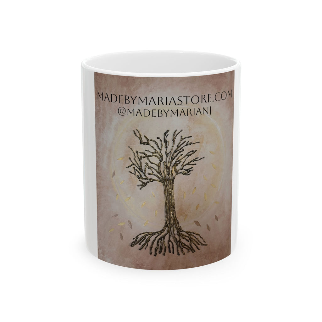 Tree of Life Ceramic Mug — Hand-Drawn Roots & Branches Coffee Cup (11oz, 15oz)
