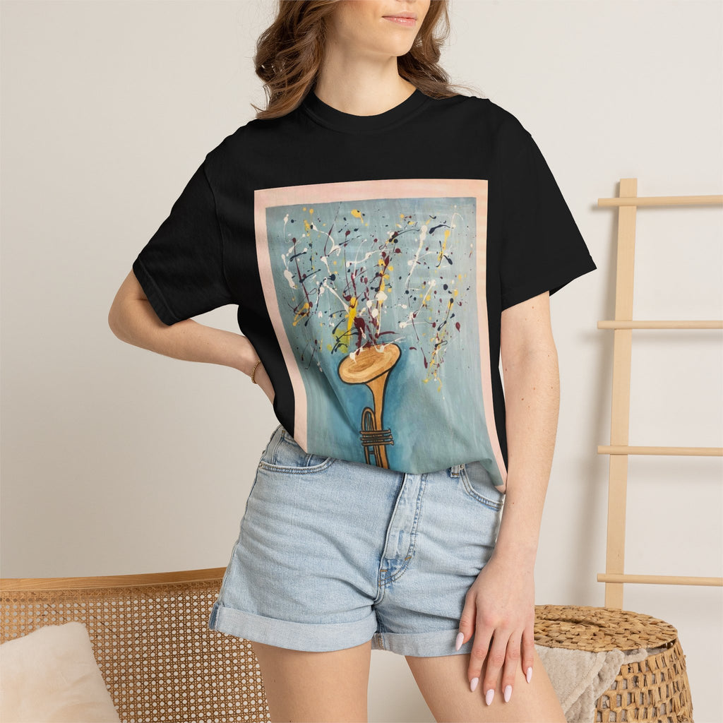 Abstract Saxophone Art T-Shirt — Floral Jazz Music Graphic Tee