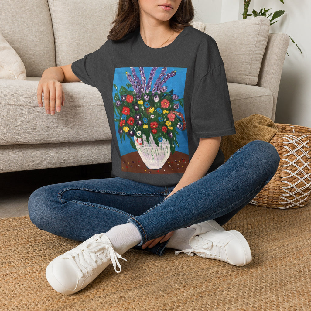 Floral Bouquet Art Tee — Colorful Vase Painting T-Shirt