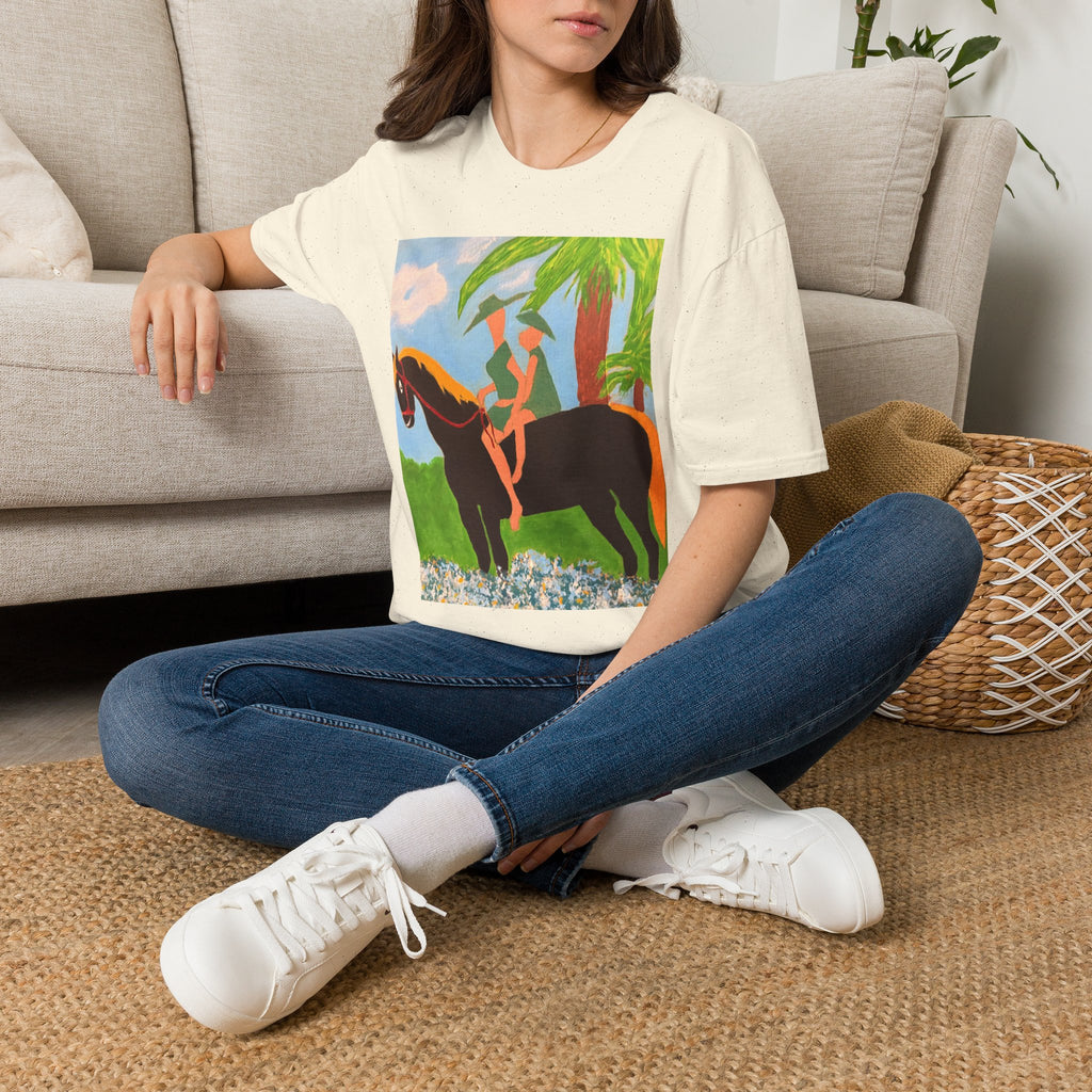 Tropical Horse Rider T-Shirt — Vintage Island Riding Art Tee