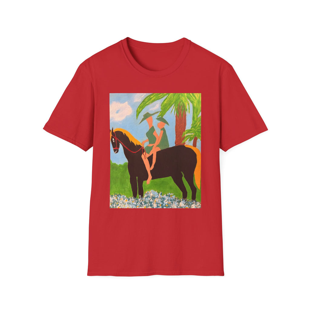 Tropical Horse Rider T-Shirt — Vintage Island Riding Art Tee