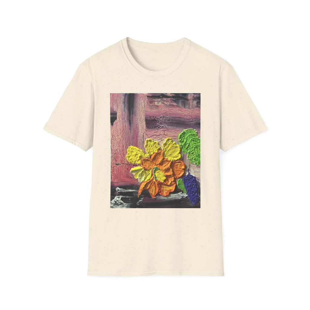 Floral Woodgrain Tee — Colorful Hydrangea Print T-Shirt