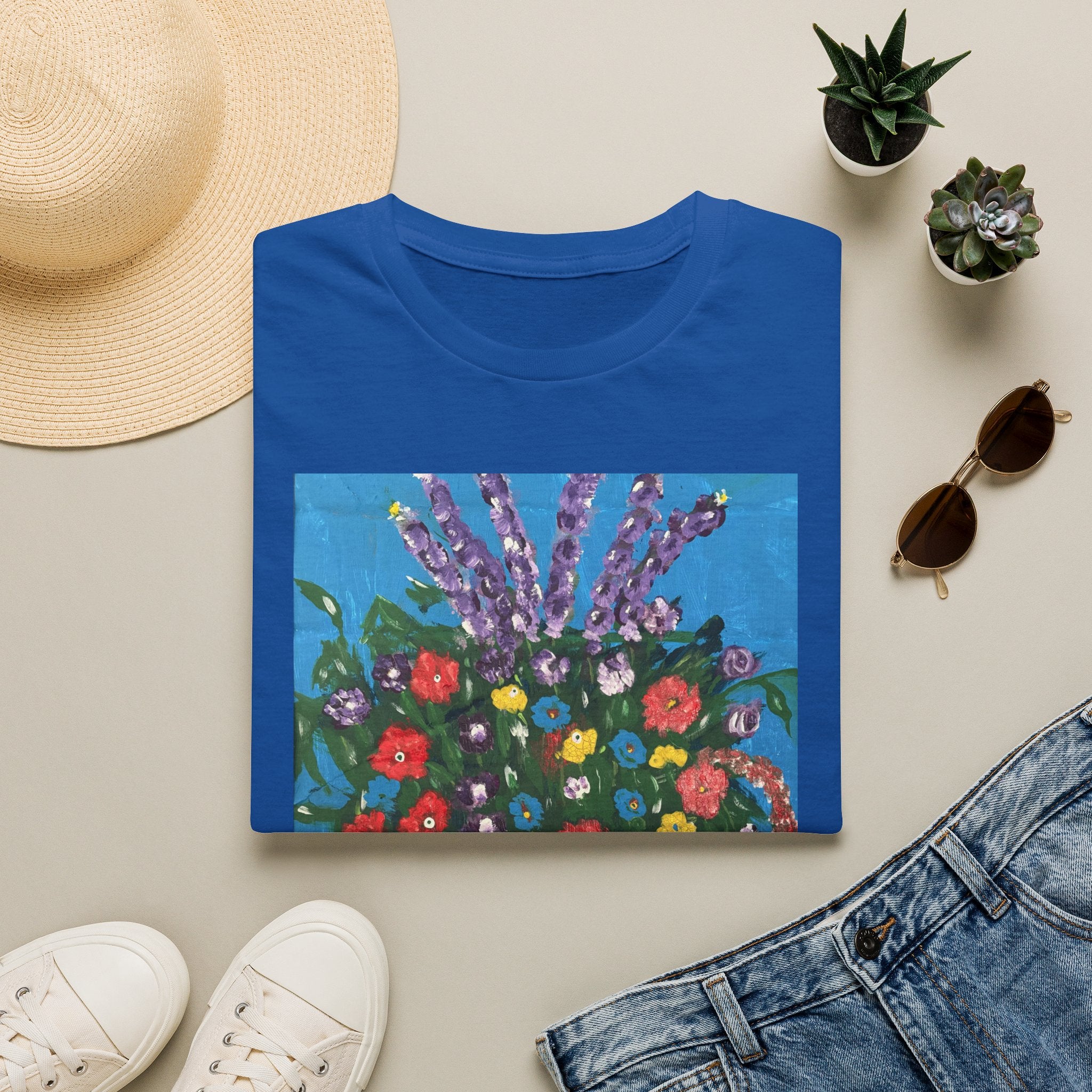 Floral Bouquet Art Tee — Colorful Vase Painting T-Shirt