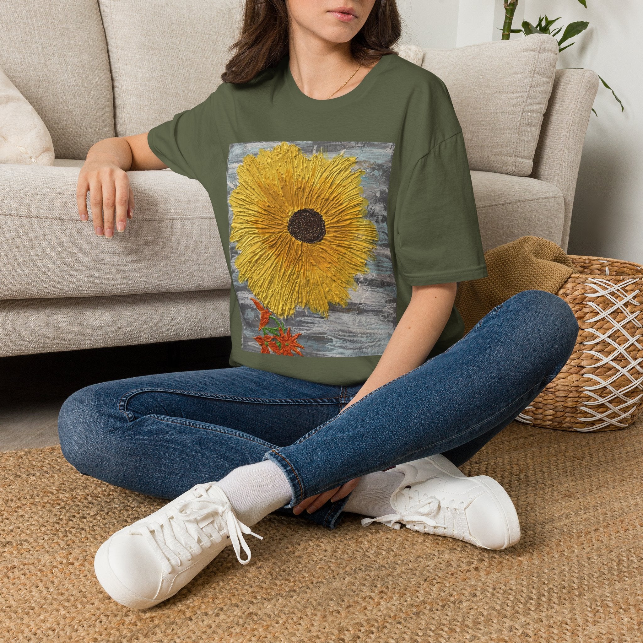 Sunflower Art T-Shirt — Bold Yellow Floral Graphic Tee