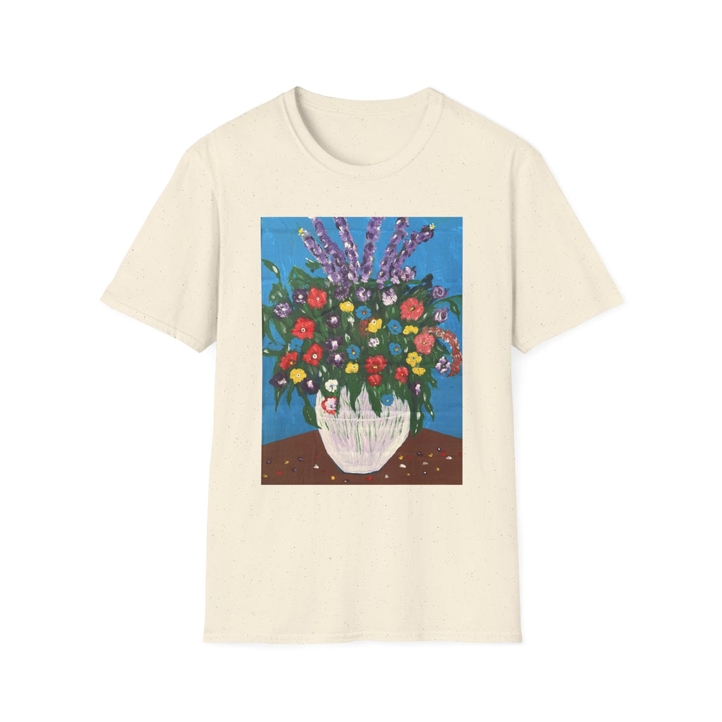 Floral Bouquet Art Tee — Colorful Vase Painting T-Shirt