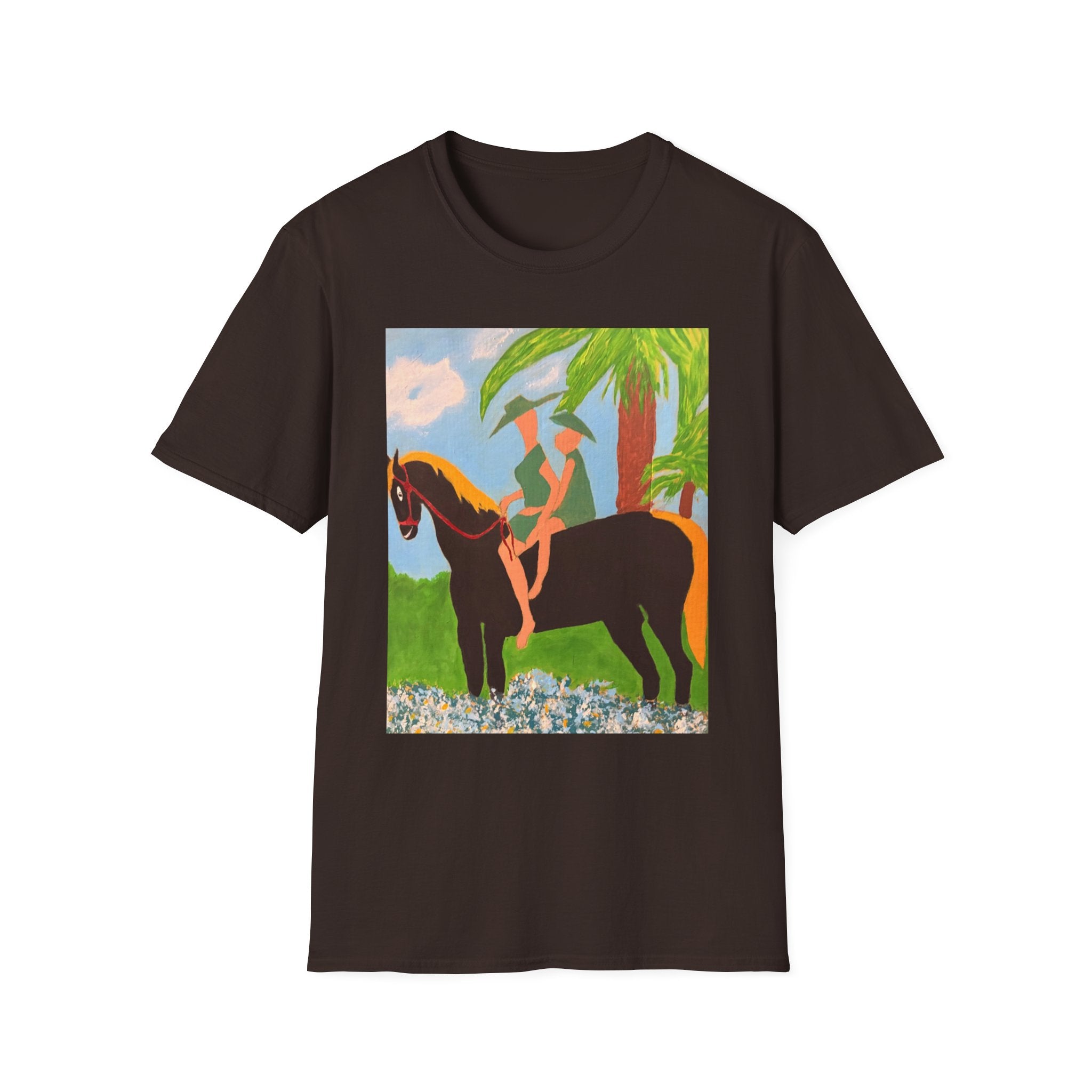 Tropical Horse Rider T-Shirt — Vintage Island Riding Art Tee