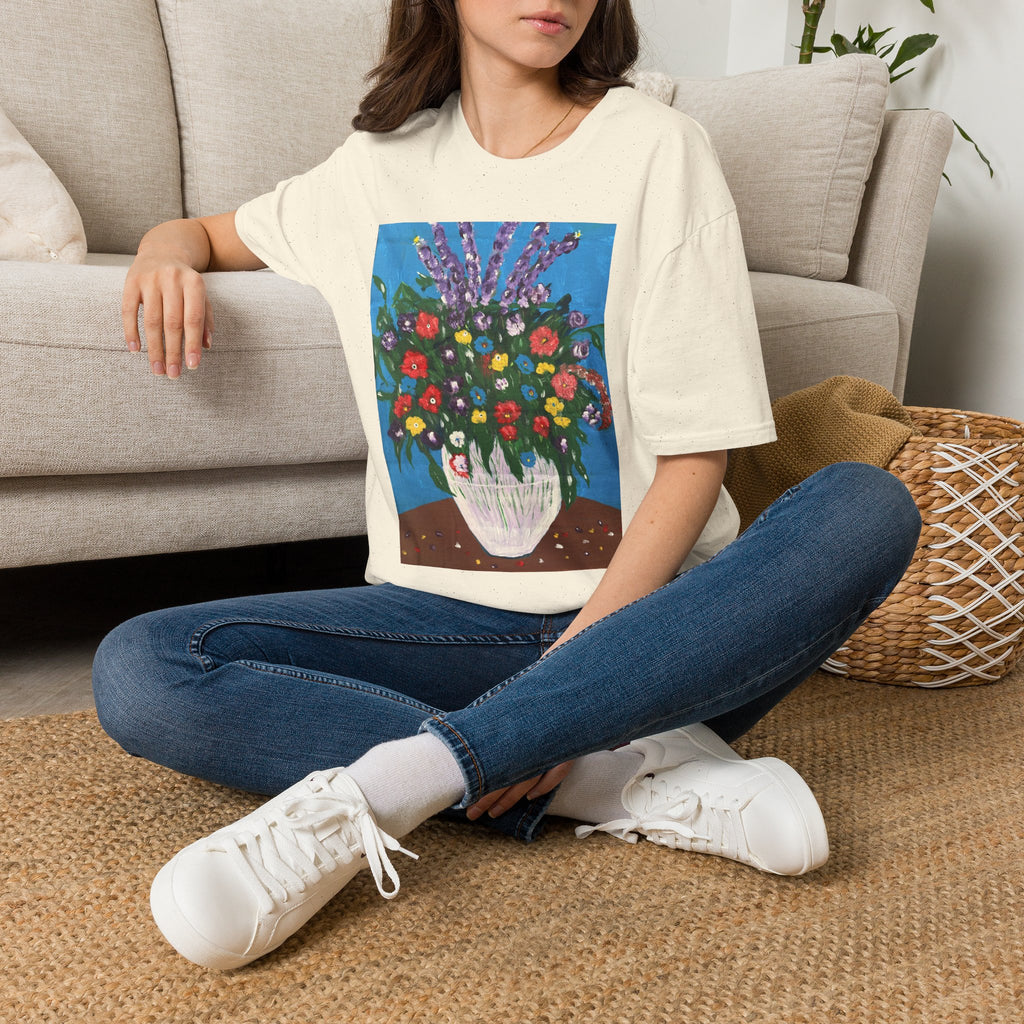 Floral Bouquet Art Tee — Colorful Vase Painting T-Shirt
