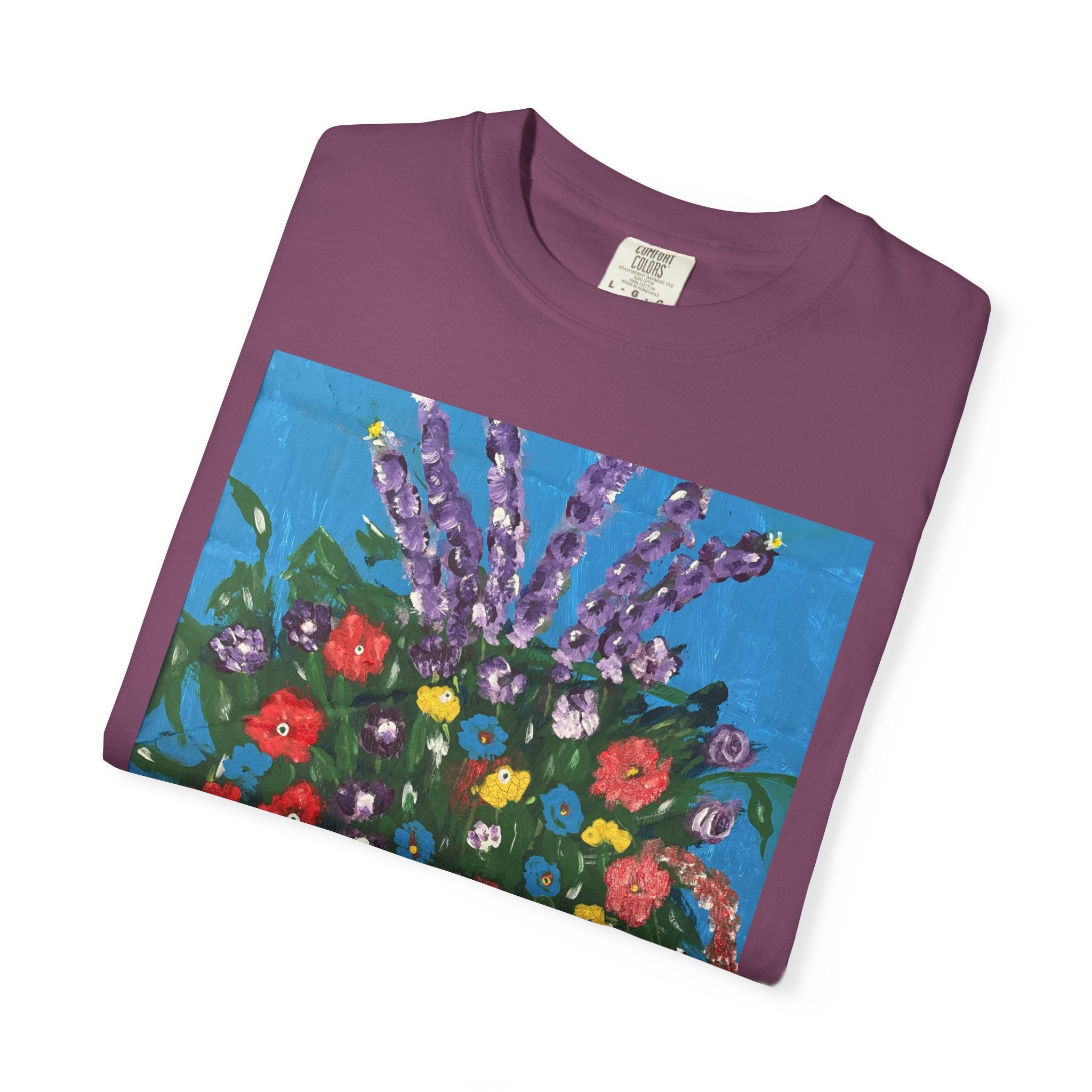 Floral Still Life Tee — Colorful Vase of Flowers Art Print T-Shirt