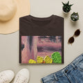 Floral Woodgrain Tee — Colorful Hydrangea Print T-Shirt