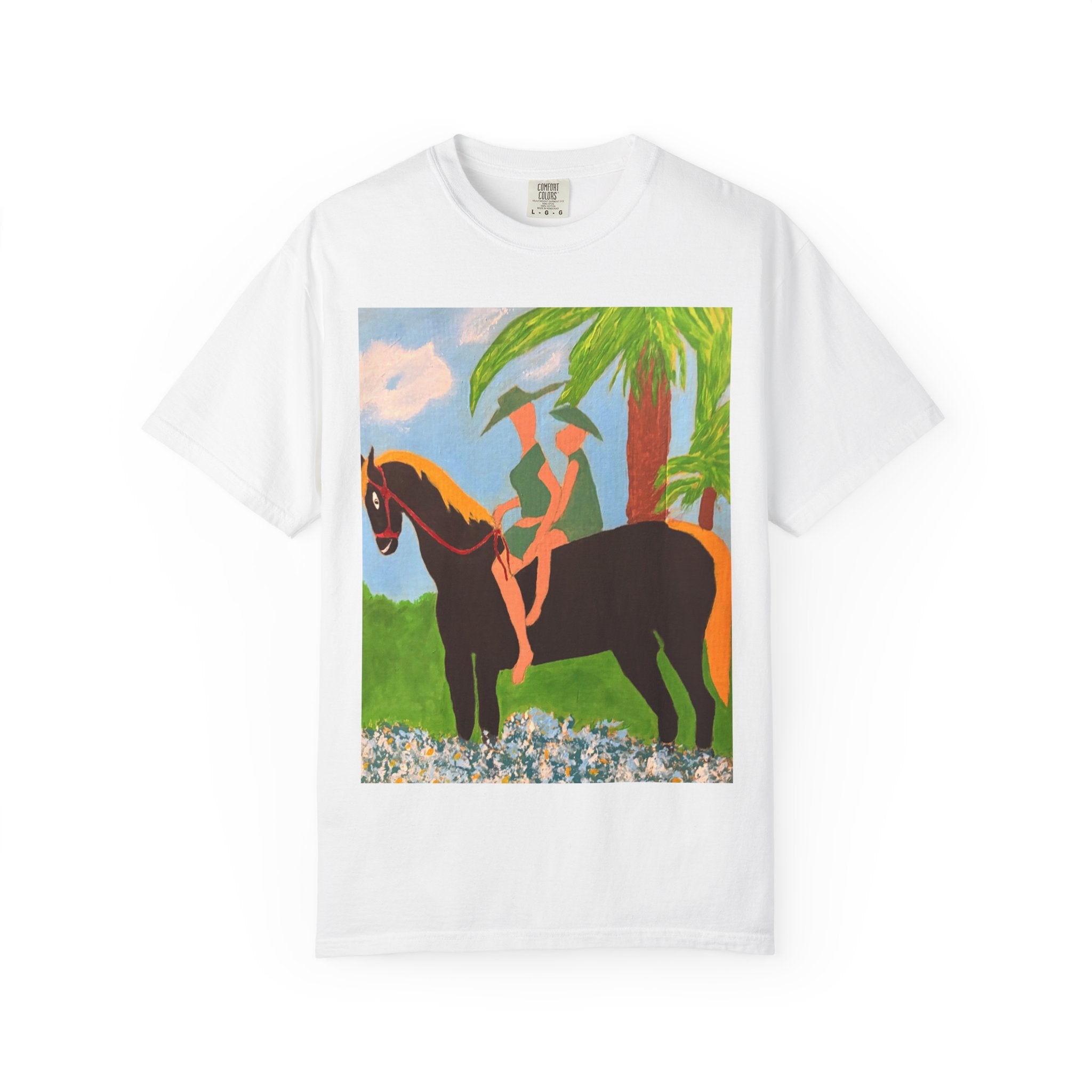 Horseback Rider Art T-Shirt — Tropical Equestrian Graphic