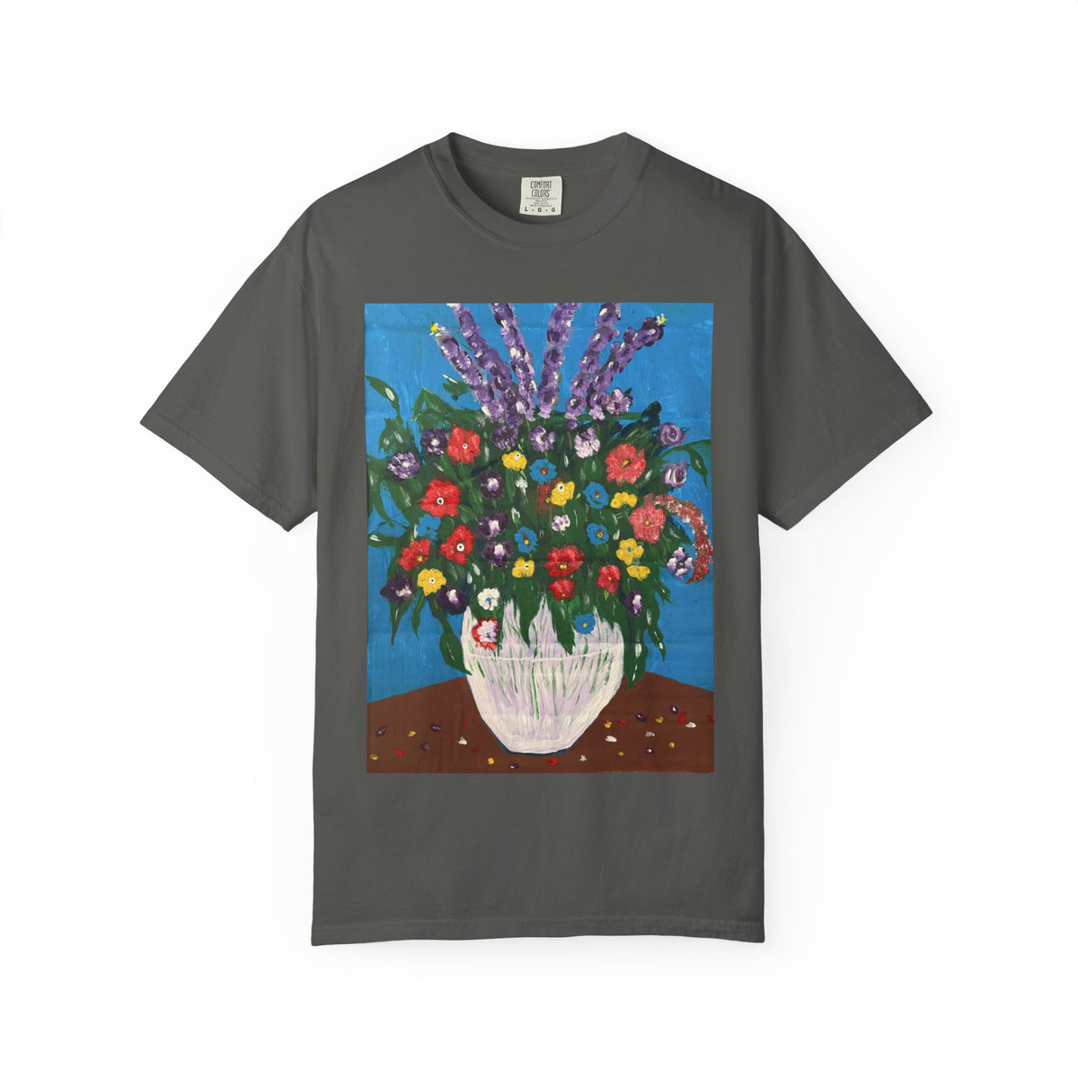 Floral Still Life Tee — Colorful Vase of Flowers Art Print T-Shirt