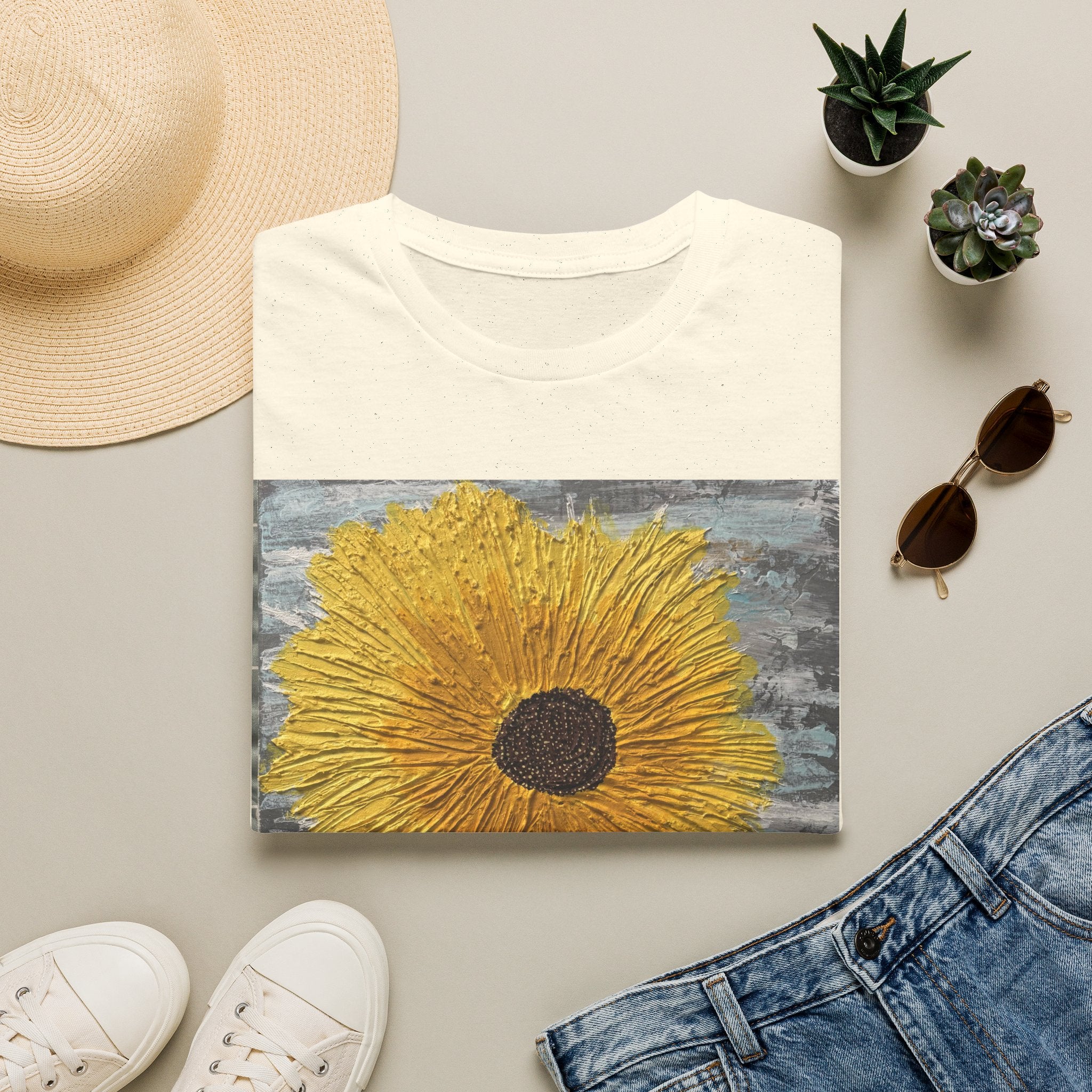 Sunflower Art T-Shirt — Bold Yellow Floral Graphic Tee