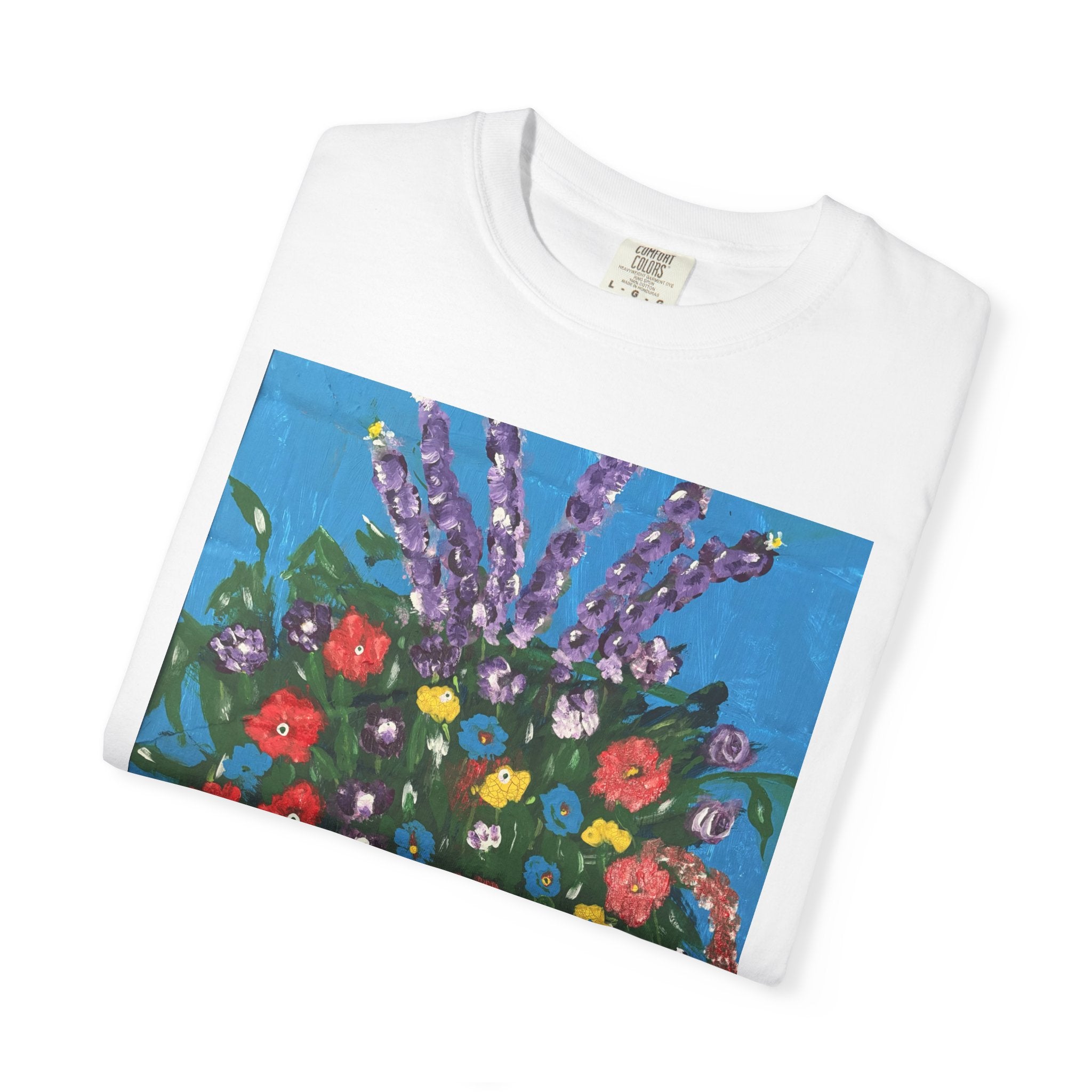 Floral Still Life Tee — Colorful Vase of Flowers Art Print T-Shirt