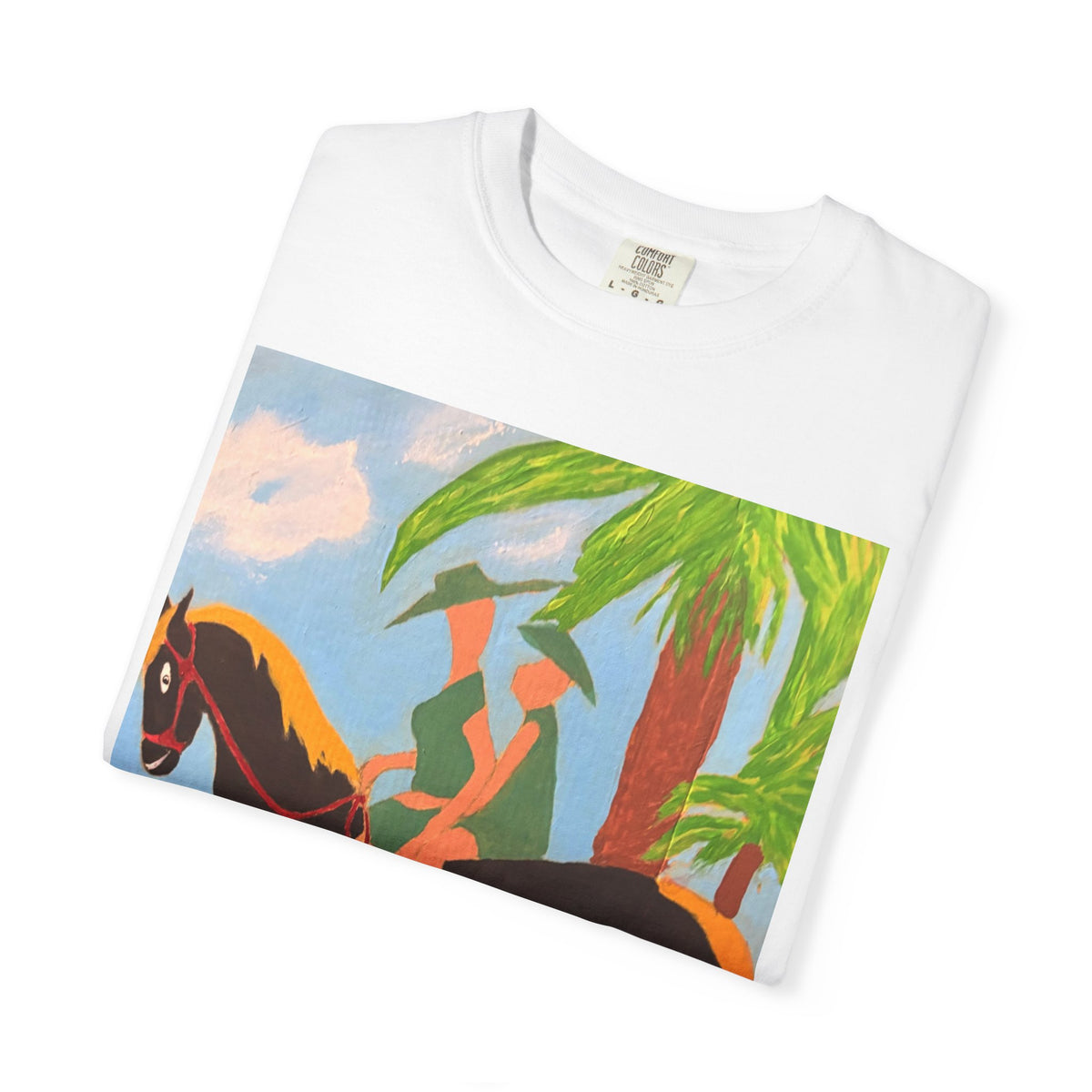 Horseback Rider Art T-Shirt — Tropical Equestrian Graphic