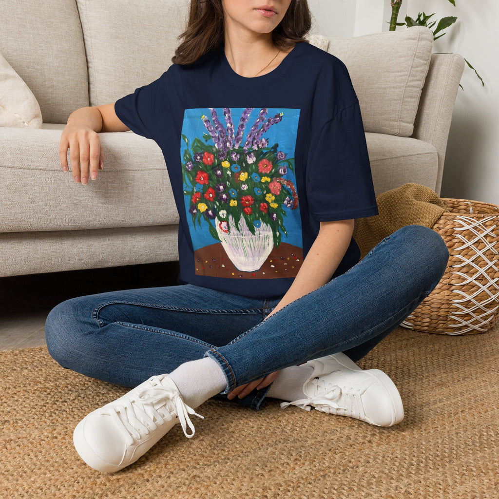 Floral Bouquet Art Tee — Colorful Vase Painting T-Shirt