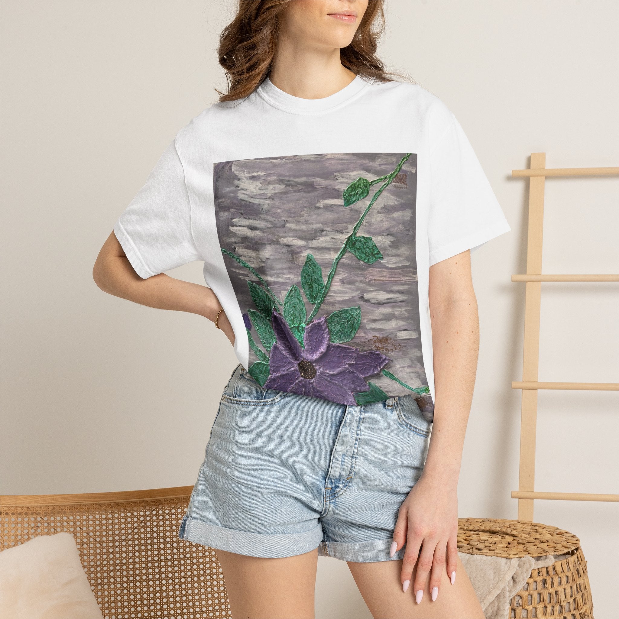 Floral Vine T‑Shirt — Purple Bloom Graphic Tee