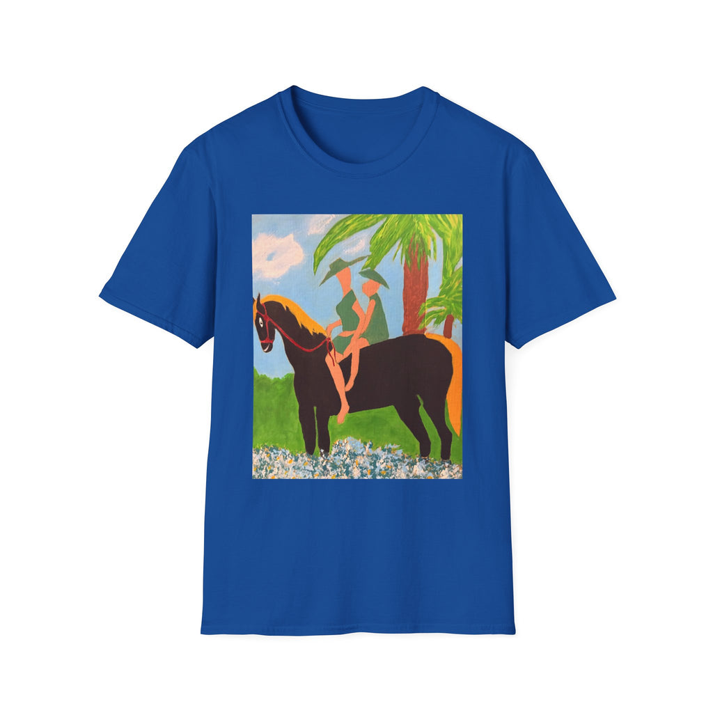 Tropical Horse Rider T-Shirt — Vintage Island Riding Art Tee