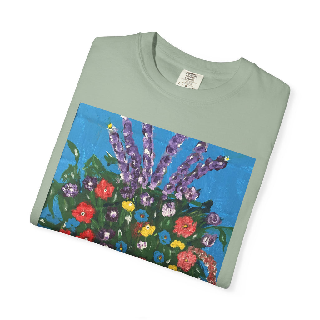Floral Still Life Tee — Colorful Vase of Flowers Art Print T-Shirt