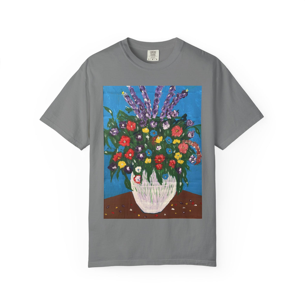 Floral Still Life Tee — Colorful Vase of Flowers Art Print T-Shirt