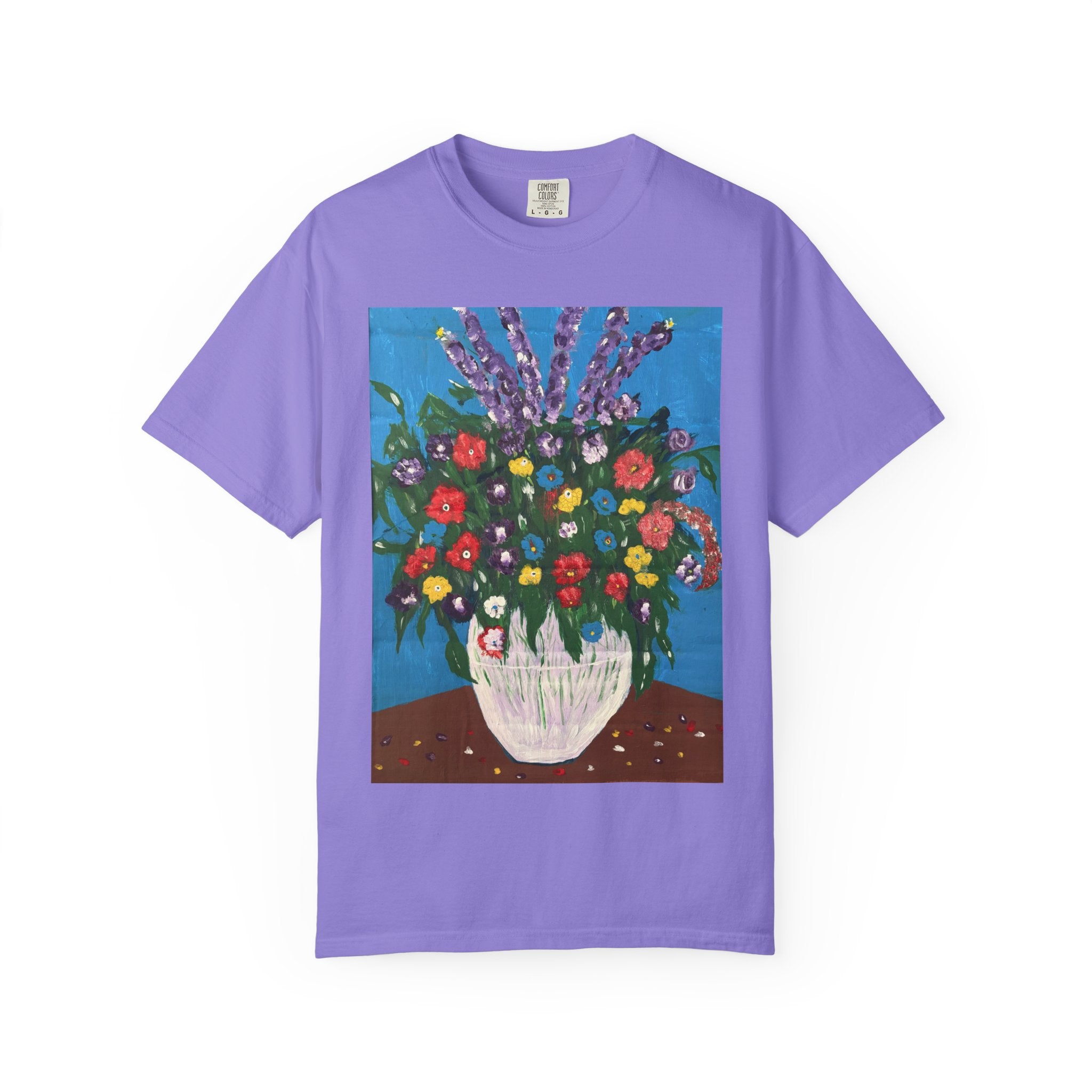 Floral Still Life Tee — Colorful Vase of Flowers Art Print T-Shirt