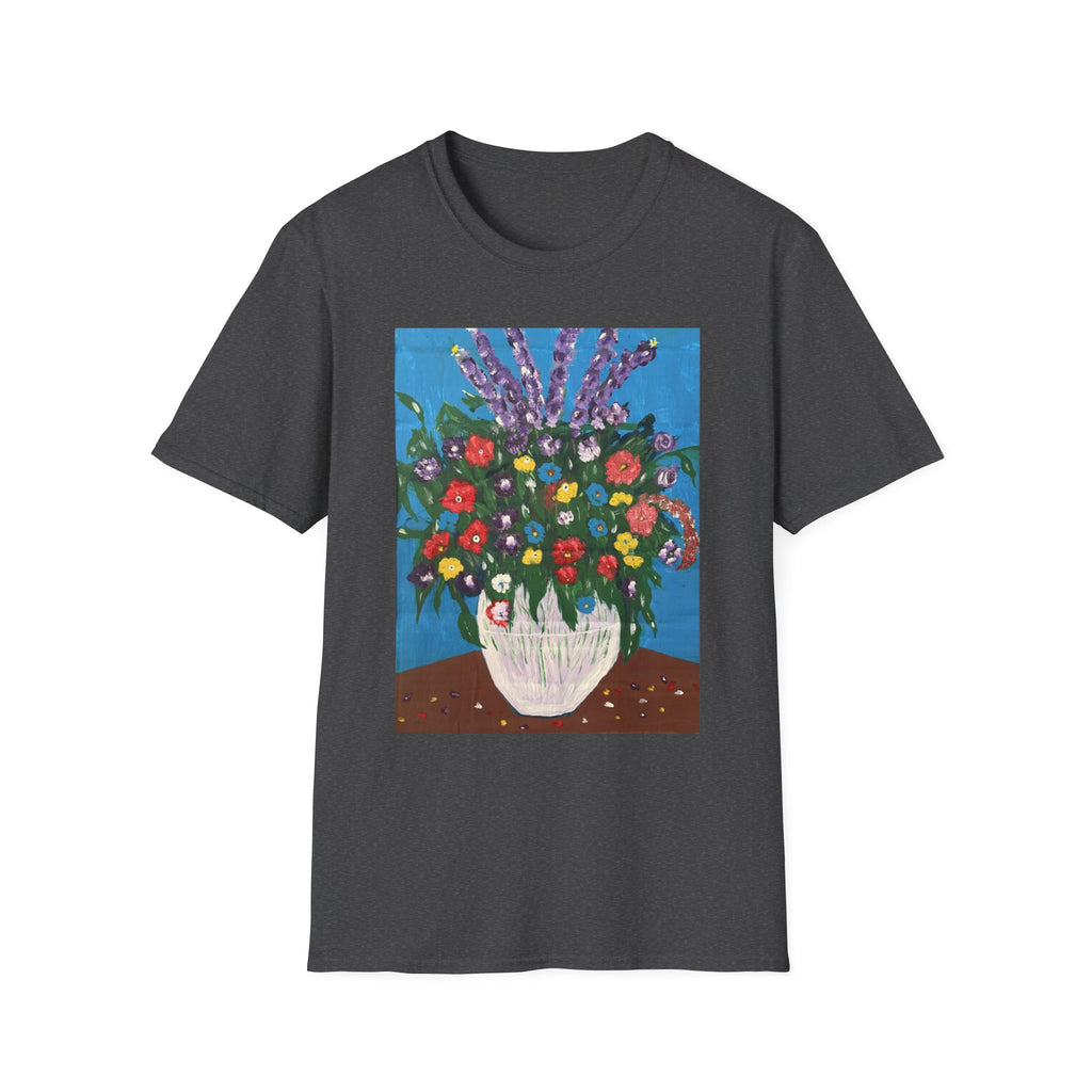 Floral Bouquet Art Tee — Colorful Vase Painting T-Shirt