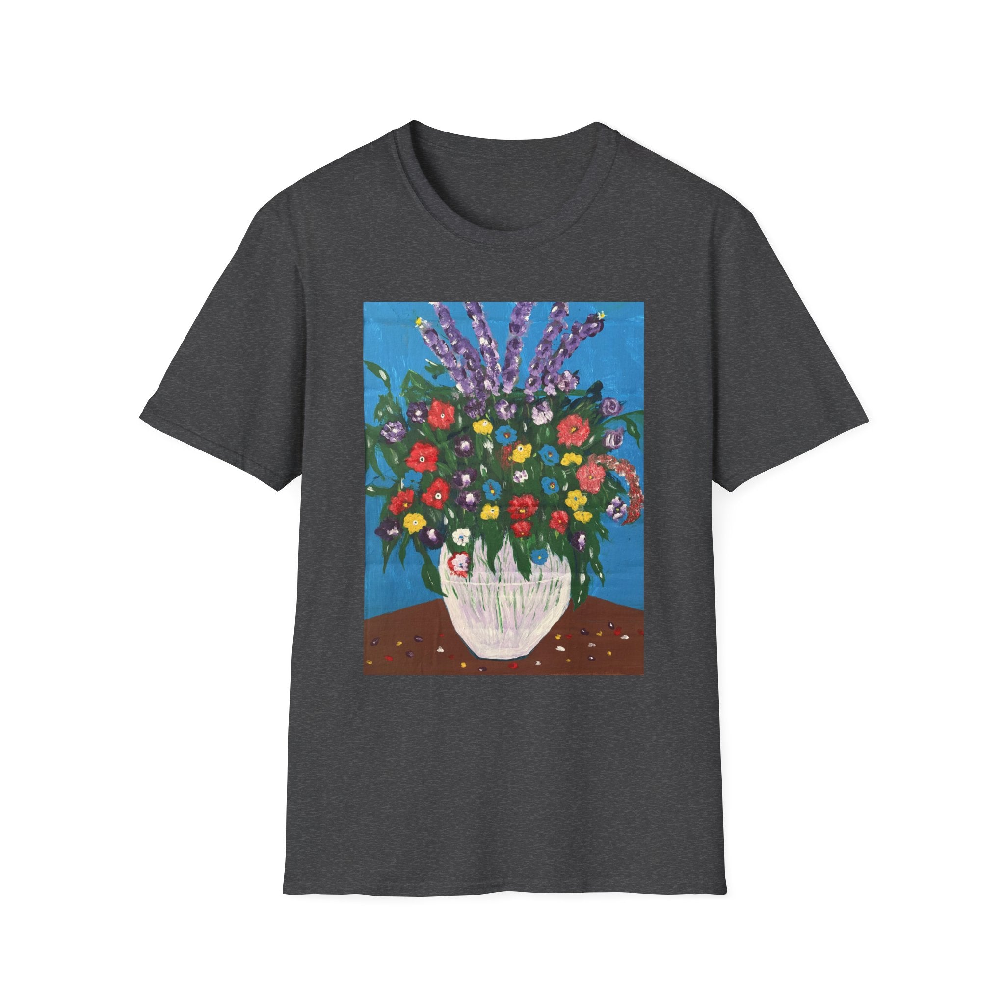 Floral Bouquet Art Tee — Colorful Vase Painting T-Shirt