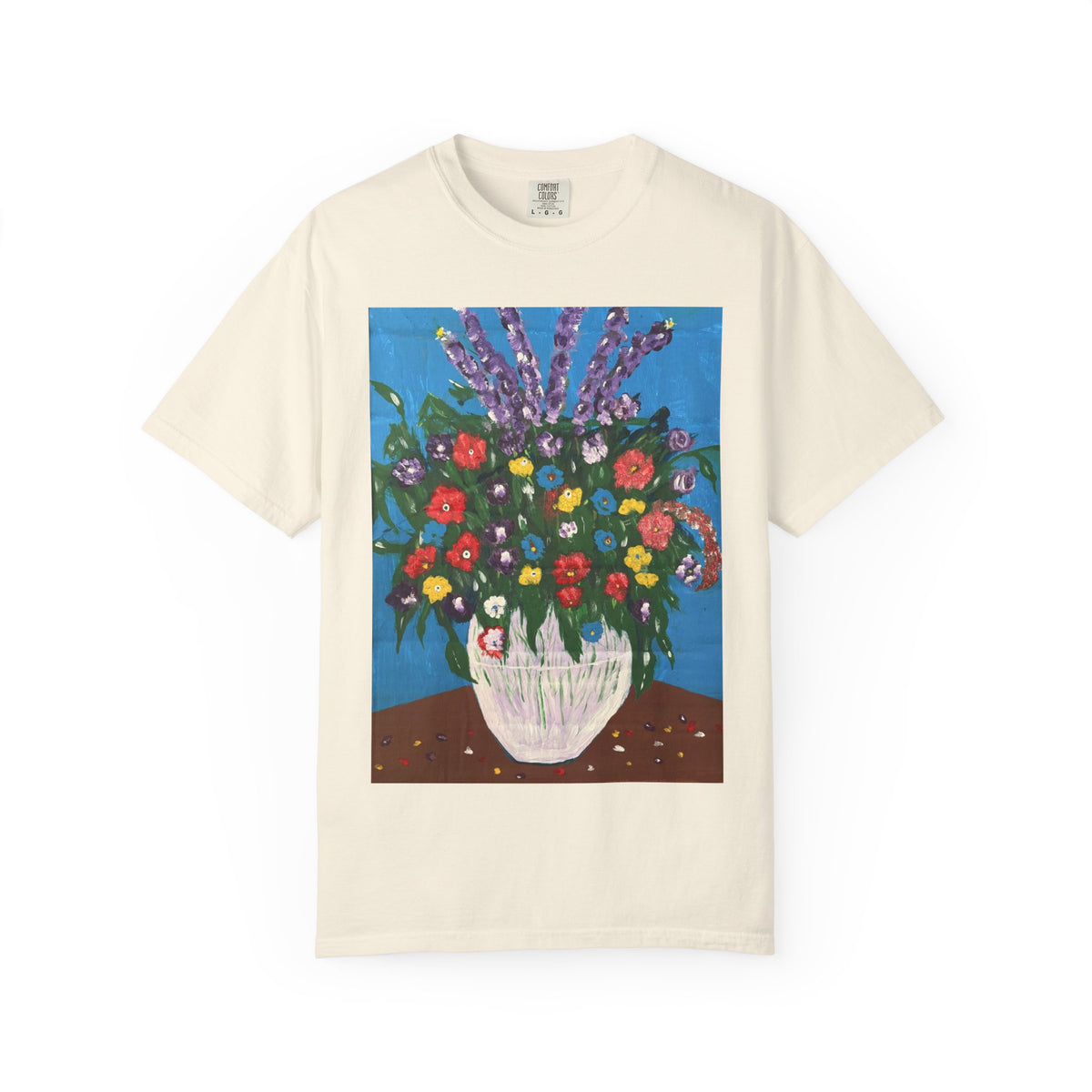 Floral Still Life Tee — Colorful Vase of Flowers Art Print T-Shirt