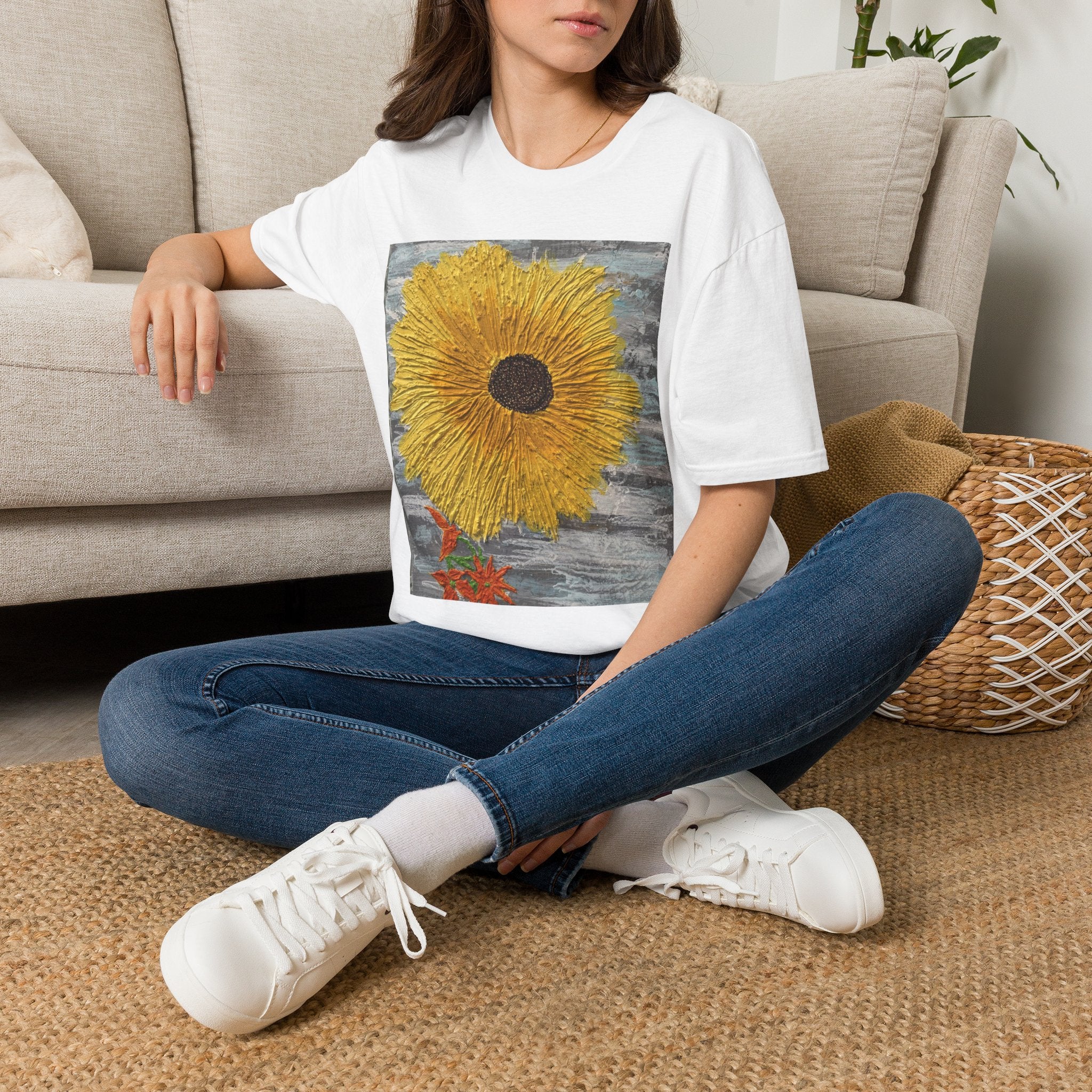Sunflower Art T-Shirt — Bold Yellow Floral Graphic Tee