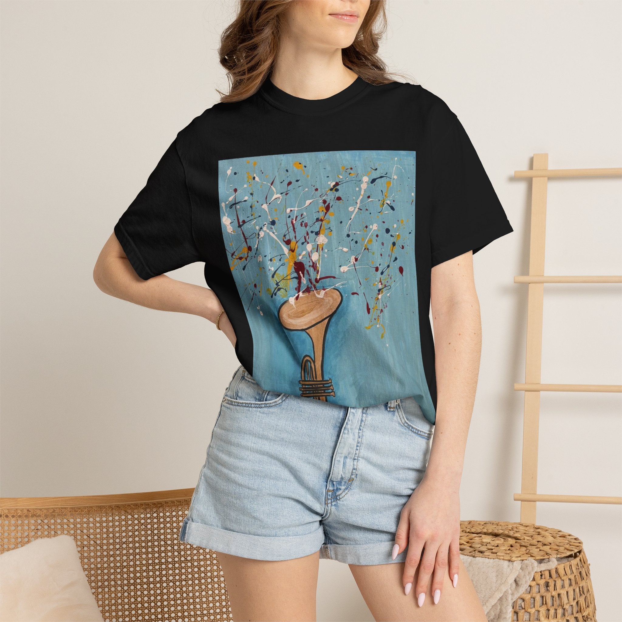 Trumpet Art T‑Shirt — Abstract Brass Instrument Painting Tee