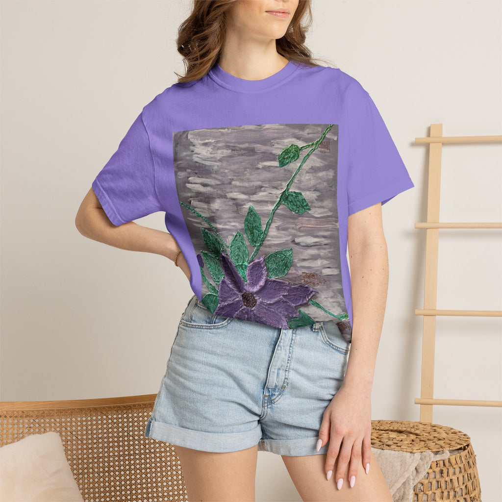 Floral Vine T‑Shirt — Purple Bloom Graphic Tee