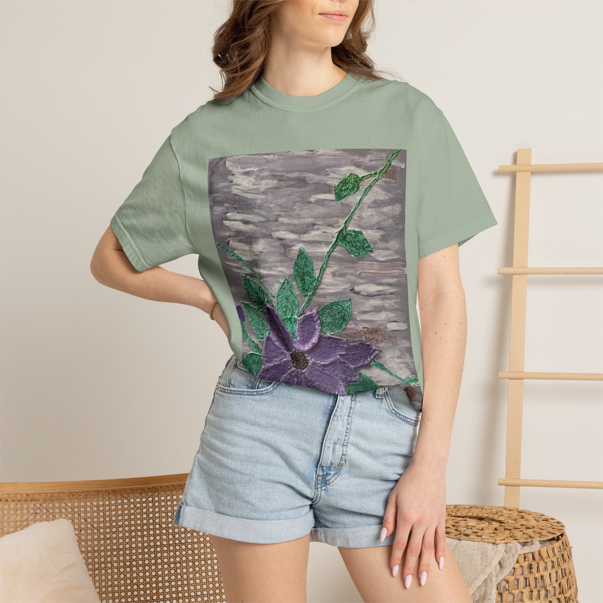 Floral Vine T‑Shirt — Purple Bloom Graphic Tee